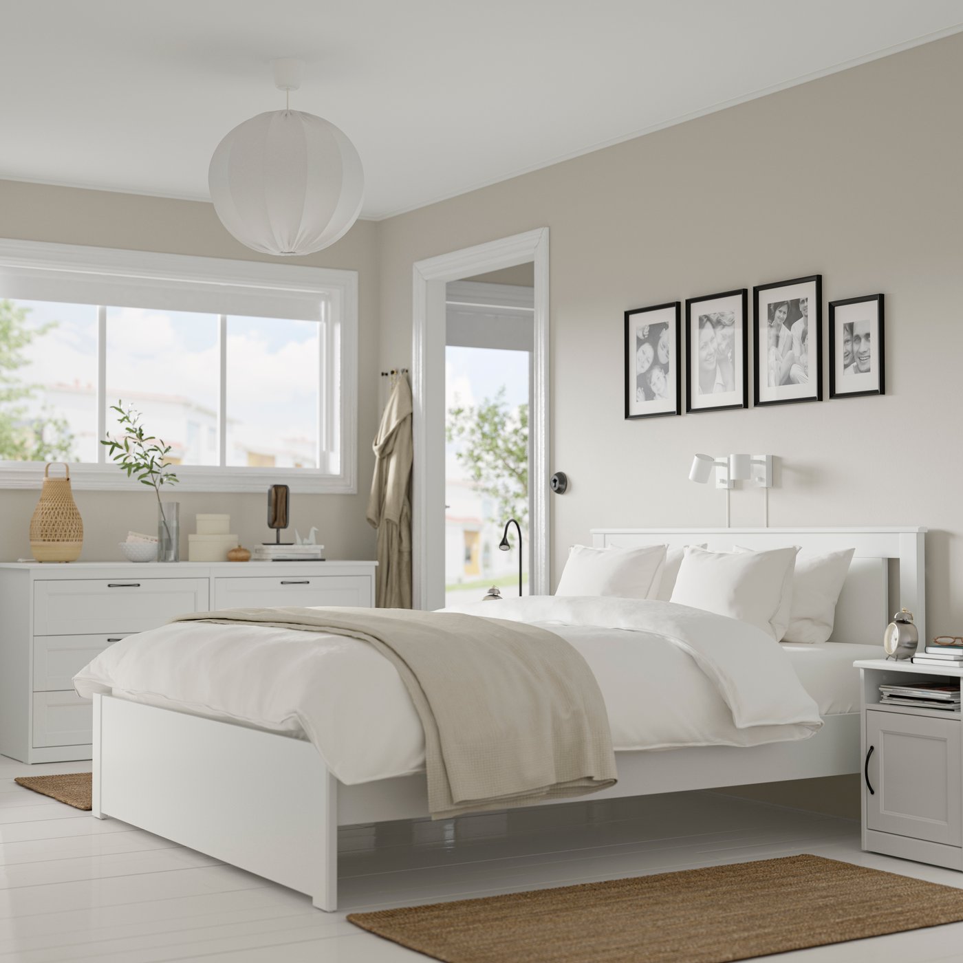 IKEA SONGESAND sovrumsmöbler, set om 4, vit, 160x200 cm