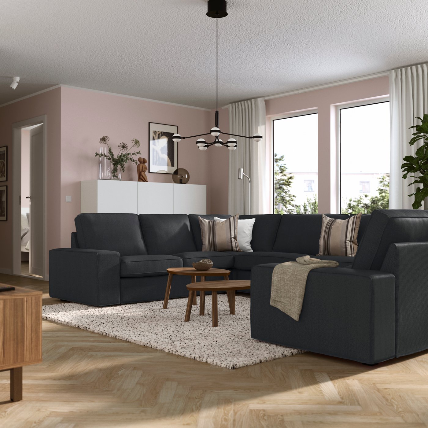 IKEA KIVIK u-formad soffa, 7-sits, tresund antracit