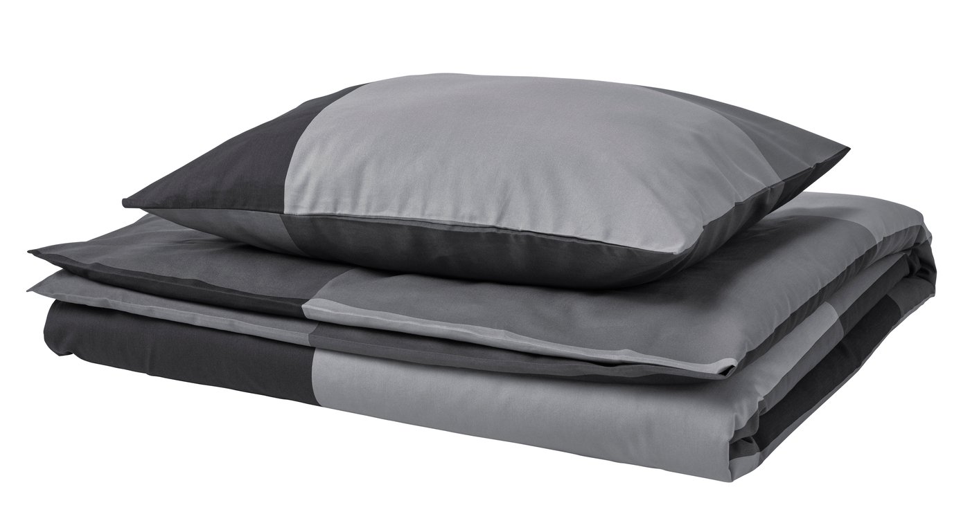 IKEA BRUNKRISSLA påslakan 1 örngott, svart, 150x200/50x60 cm