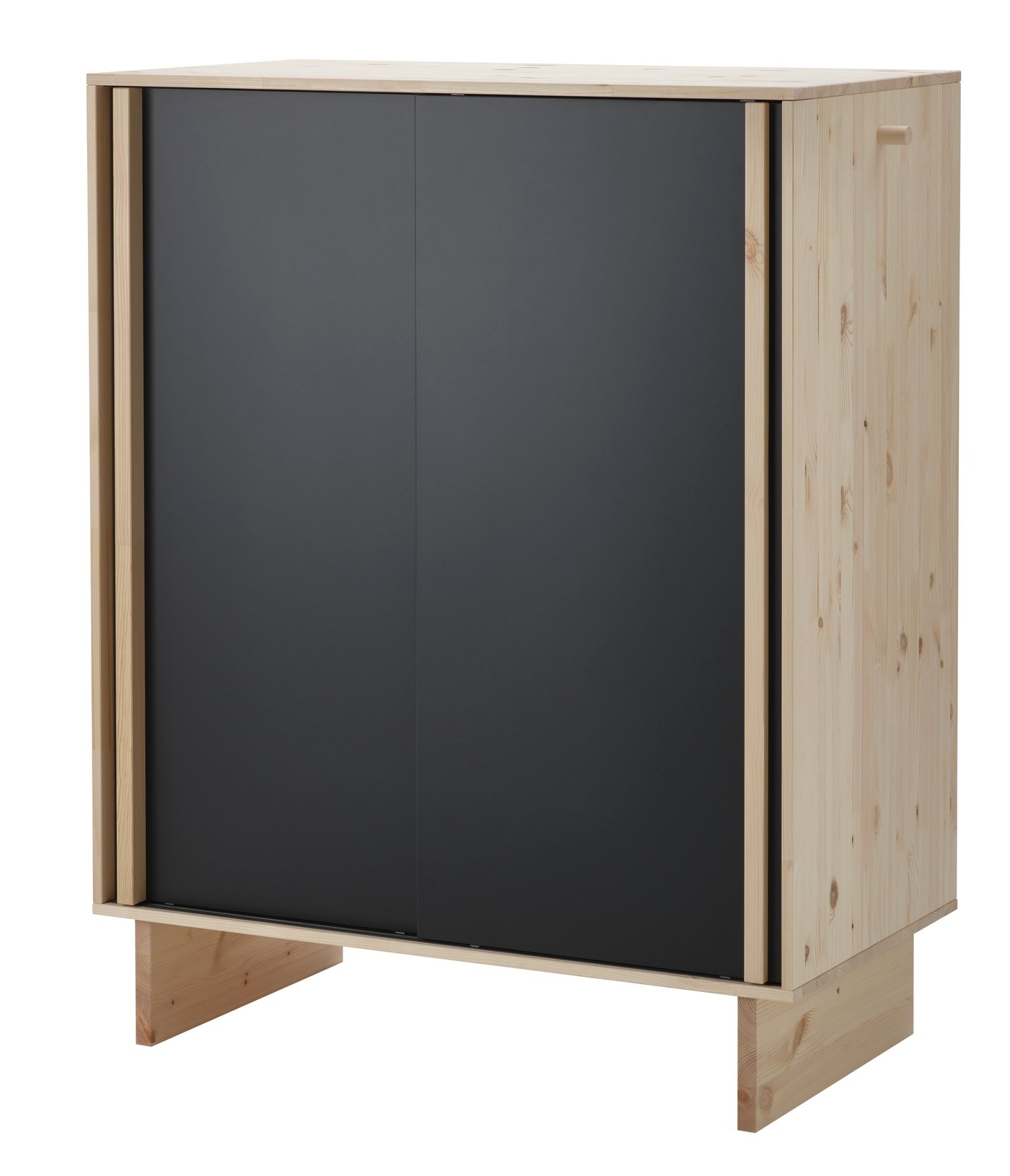 IKEA GLAMBERGET garderob med 3 skjutdörrar, furu/svart, 117x63x150 cm