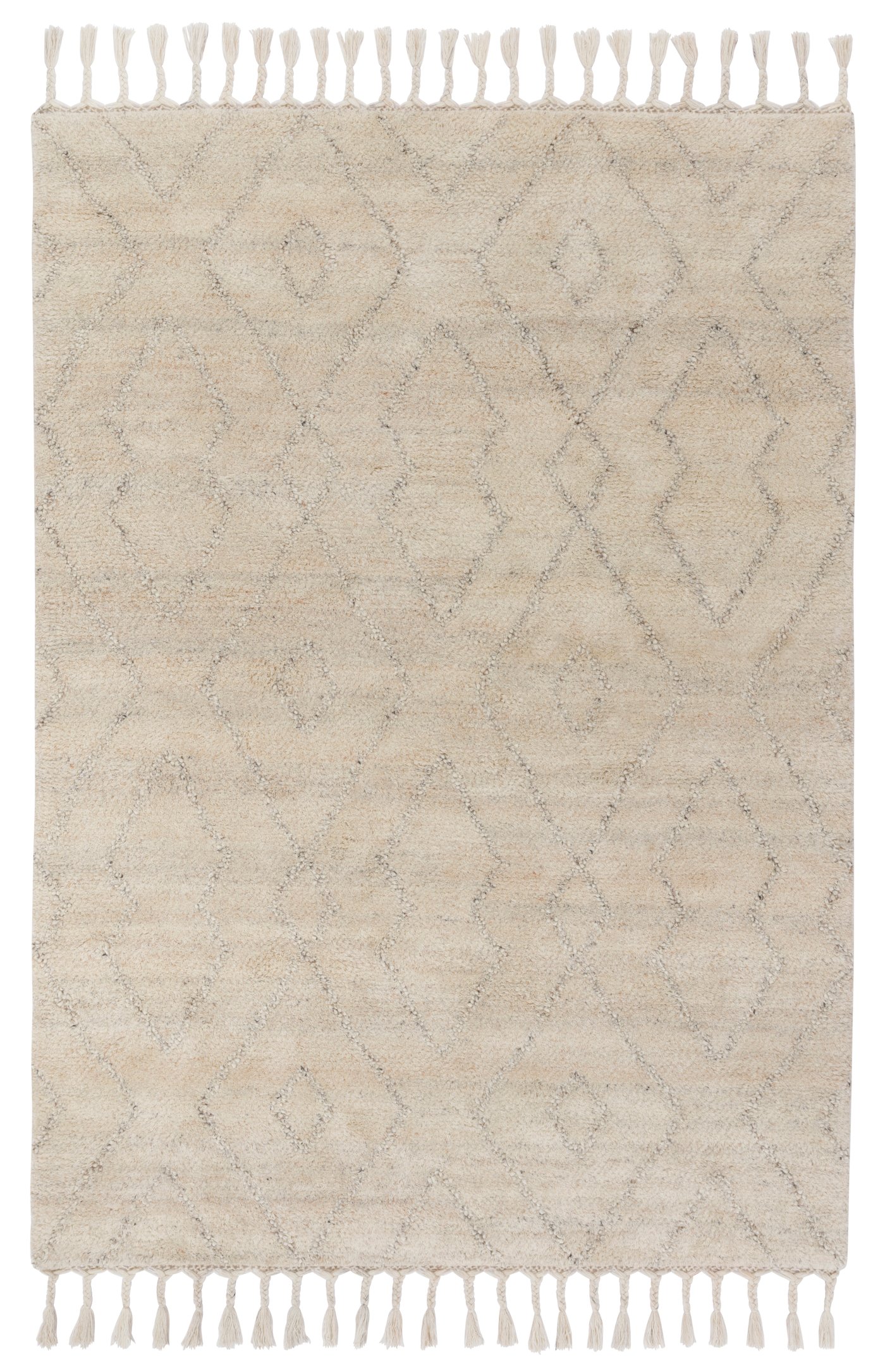 IKEA LENTÅTEL matta, lång lugg, beige/handgjord, 170x240 cm