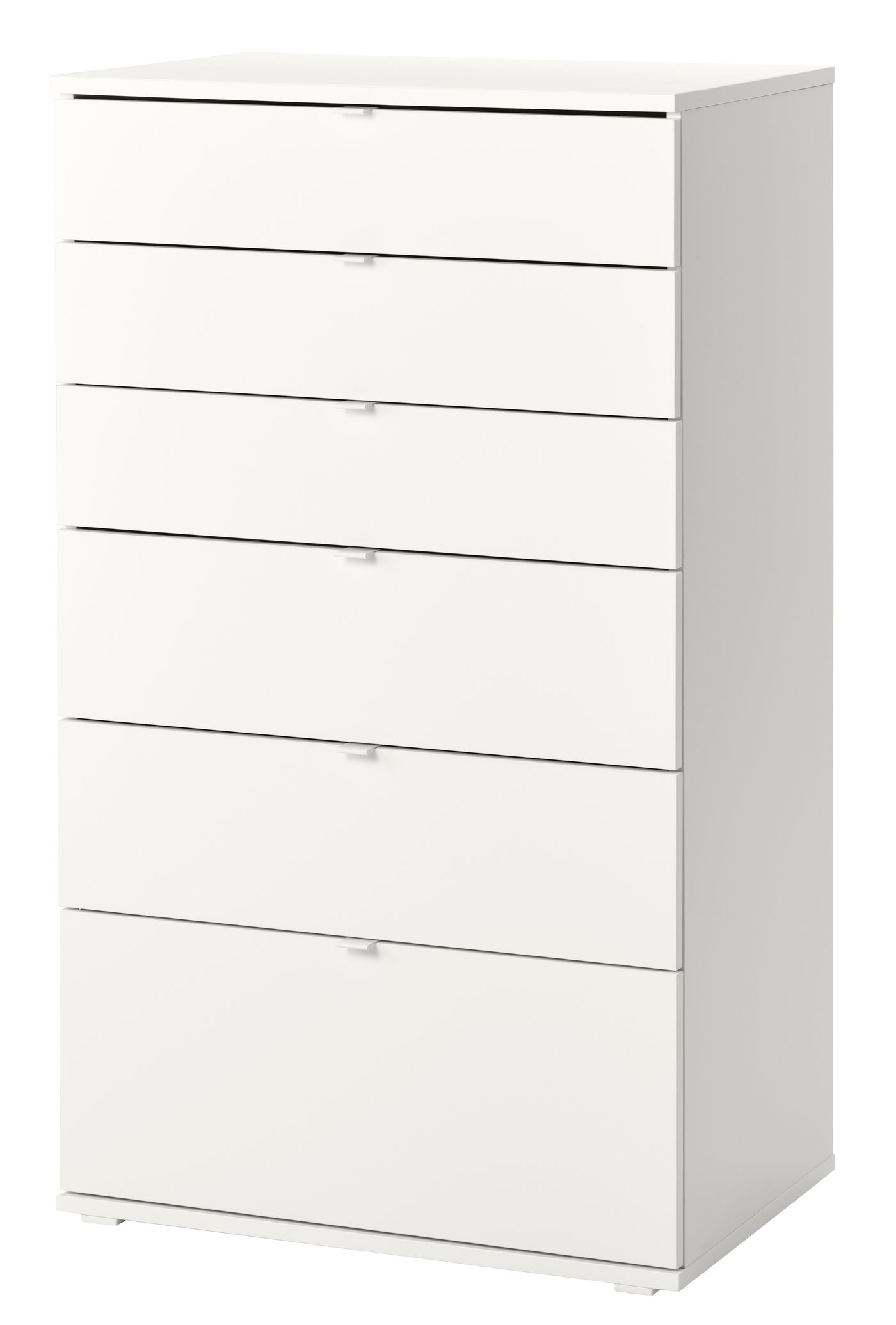 IKEA VIHALS byrå med 6 lådor, vit/förankra/lås upp-funktion, 70x47x120 cm