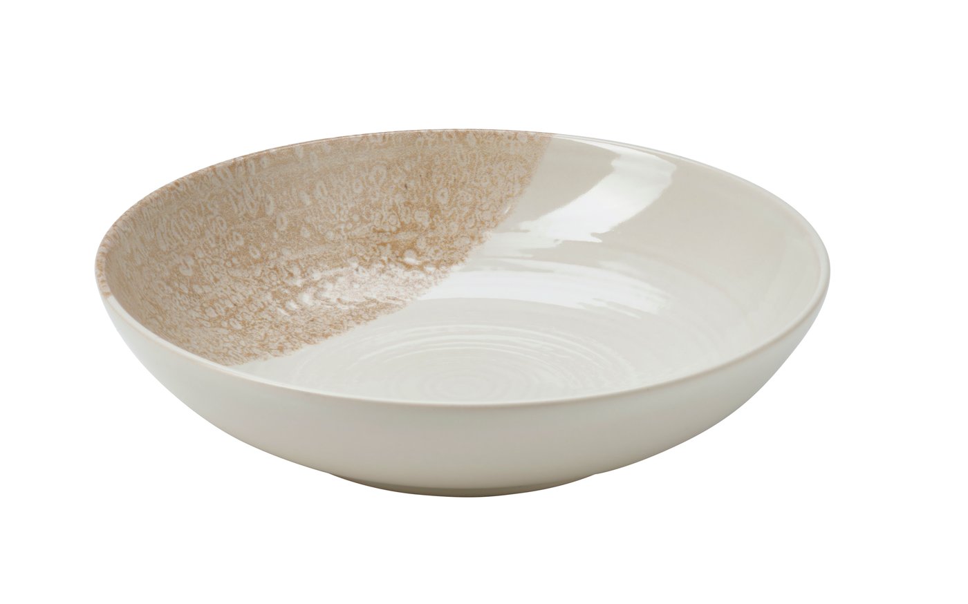 IKEA KRUSTISTEL djup tallrik, mönstrad/ljusbeige, 19 cm