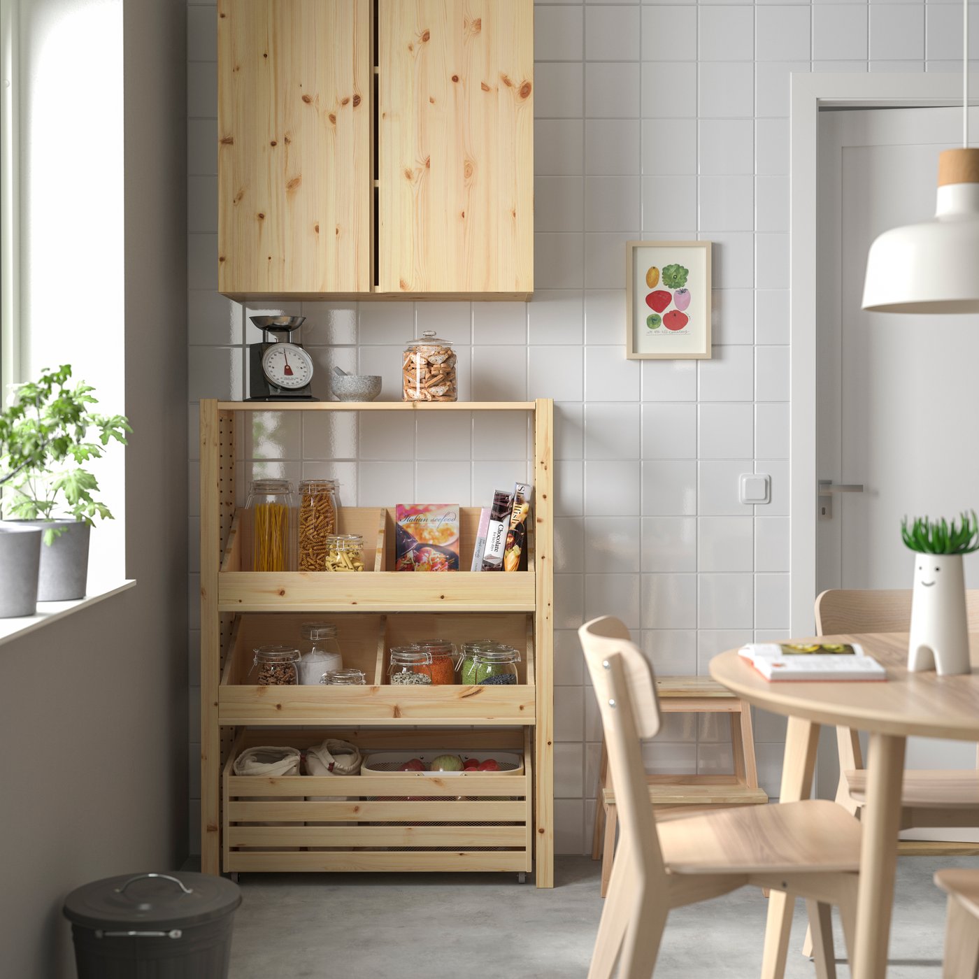 IKEA IVAR hylla, med 2 lådhyllplan/furu, 89x30x124 cm