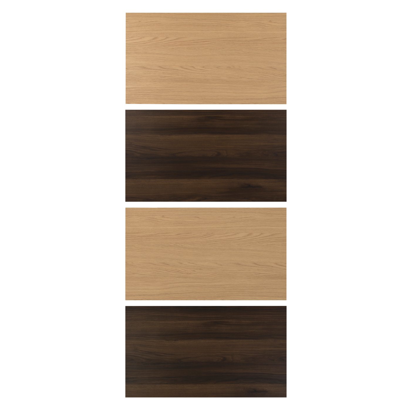 IKEA MEHAMN 4 paneler till ram för skjutdörr, mörkbrun ekmönstrad/ekmönstrad, 100x236 cm