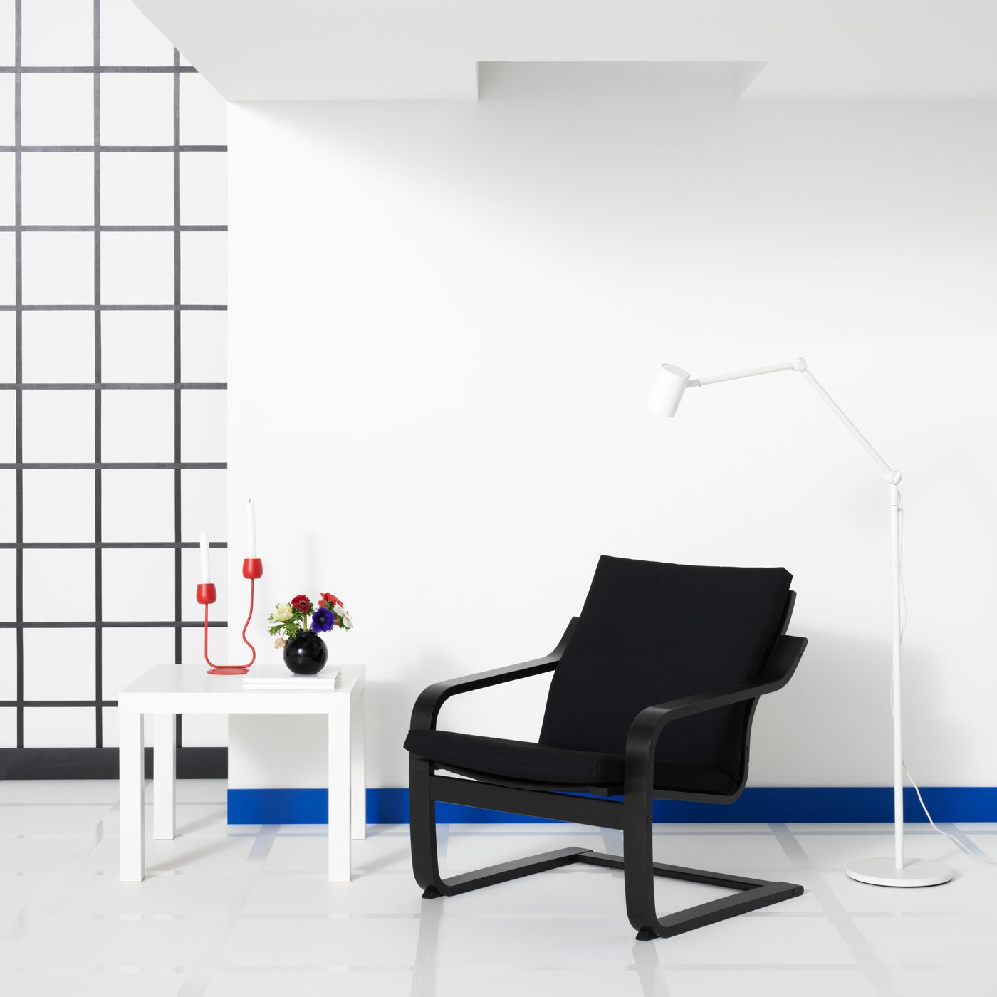 IKEA POÄNG fåtölj med låg rygg, svartbrun/vissle svart