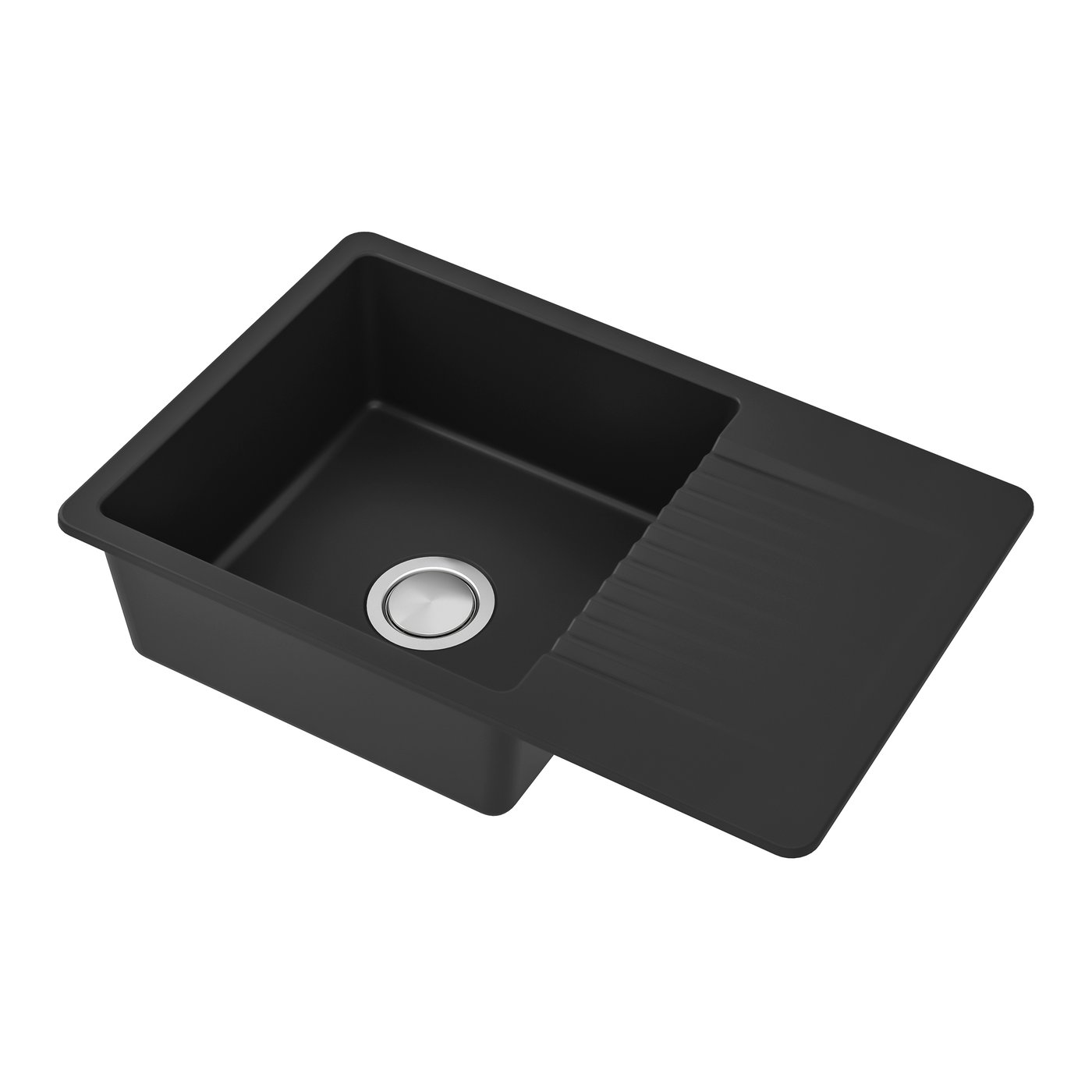 IKEA KILSVIKEN underlimmad diskho, 1 ho m avrinning, svart/kvartskomposit, 72x46 cm, inbyggnadsdiskho