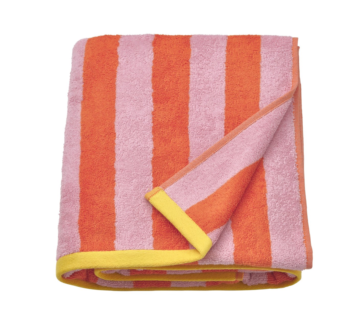 IKEA SLÅNHÖSTMAL badlakan, orange/rosa randig, 100x150 cm