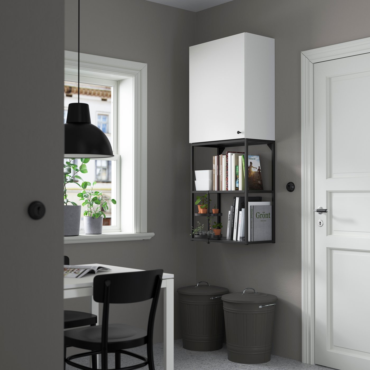 IKEA ENHET förvaringskombination, antracit/vit, 60x32x150 cm