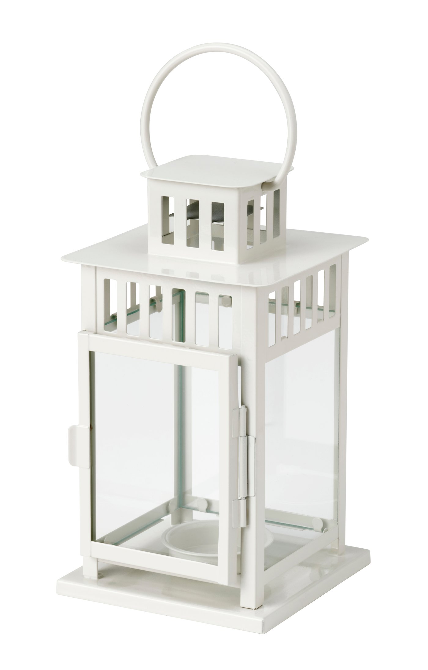 IKEA BORRBY lykta för blockljus, inom-/utomhus vit, 28 cm