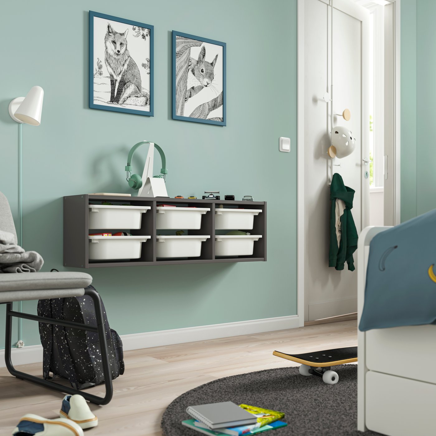 IKEA TROFAST väggförvaring, grå/vit, 99x21x30 cm