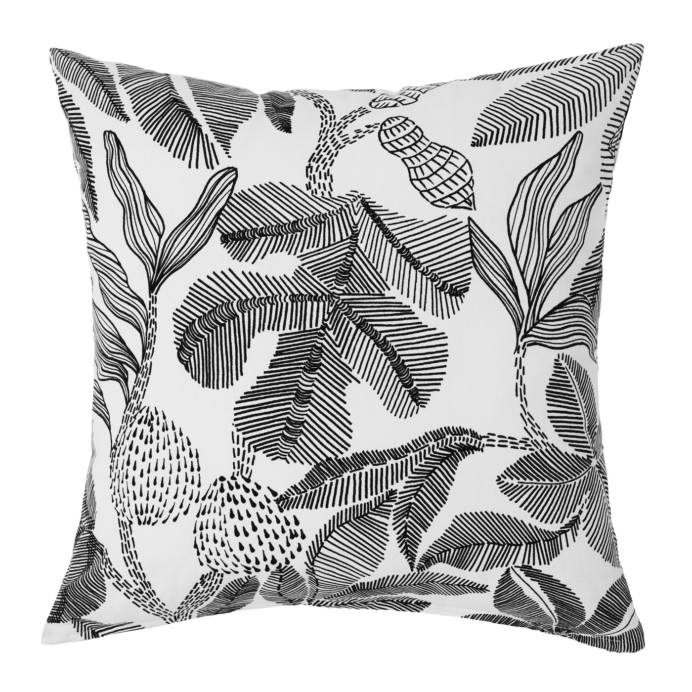 IKEA BROKDRACENA kuddfodral, svart/vit blommönster, 50x50 cm