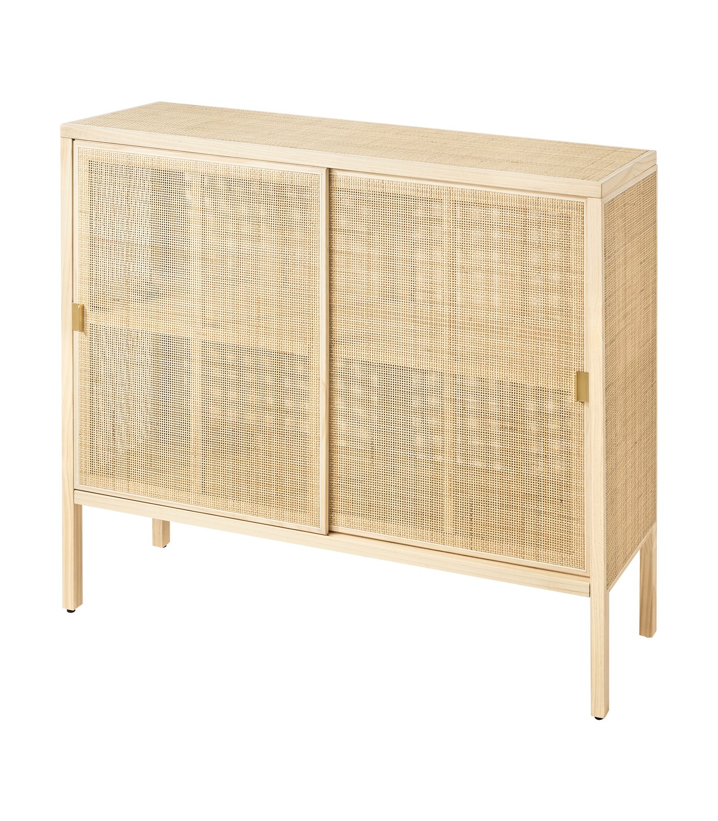 IKEA STOCKHOLM 2025 skåp med skjutdörrar, rotting/furu, 125x47x110 cm