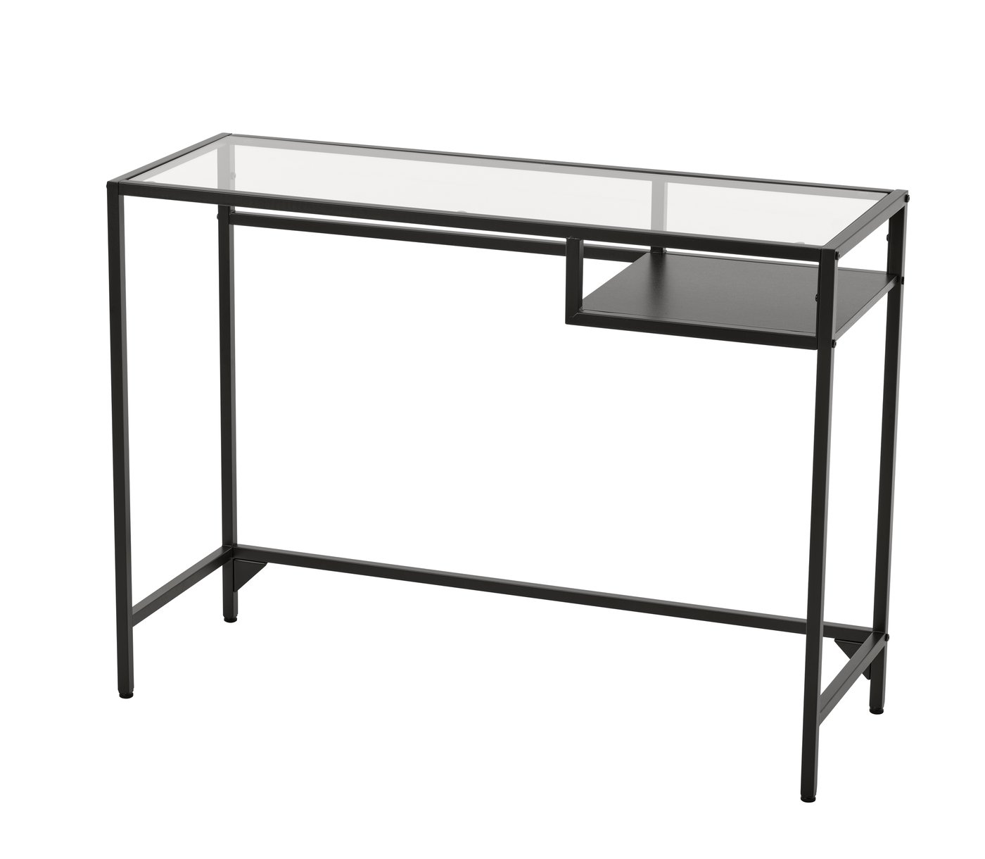 IKEA VITTSJÖ laptopbord, svartbrun/glas, 100x36 cm