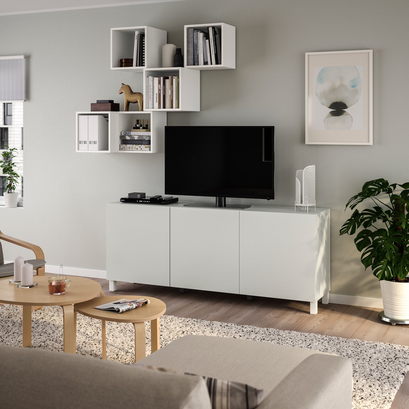 IKEA BESTÅ / EKET tv-/förvaringskombination, vit/lappviken/stubbarp, 180x42x220 cm
