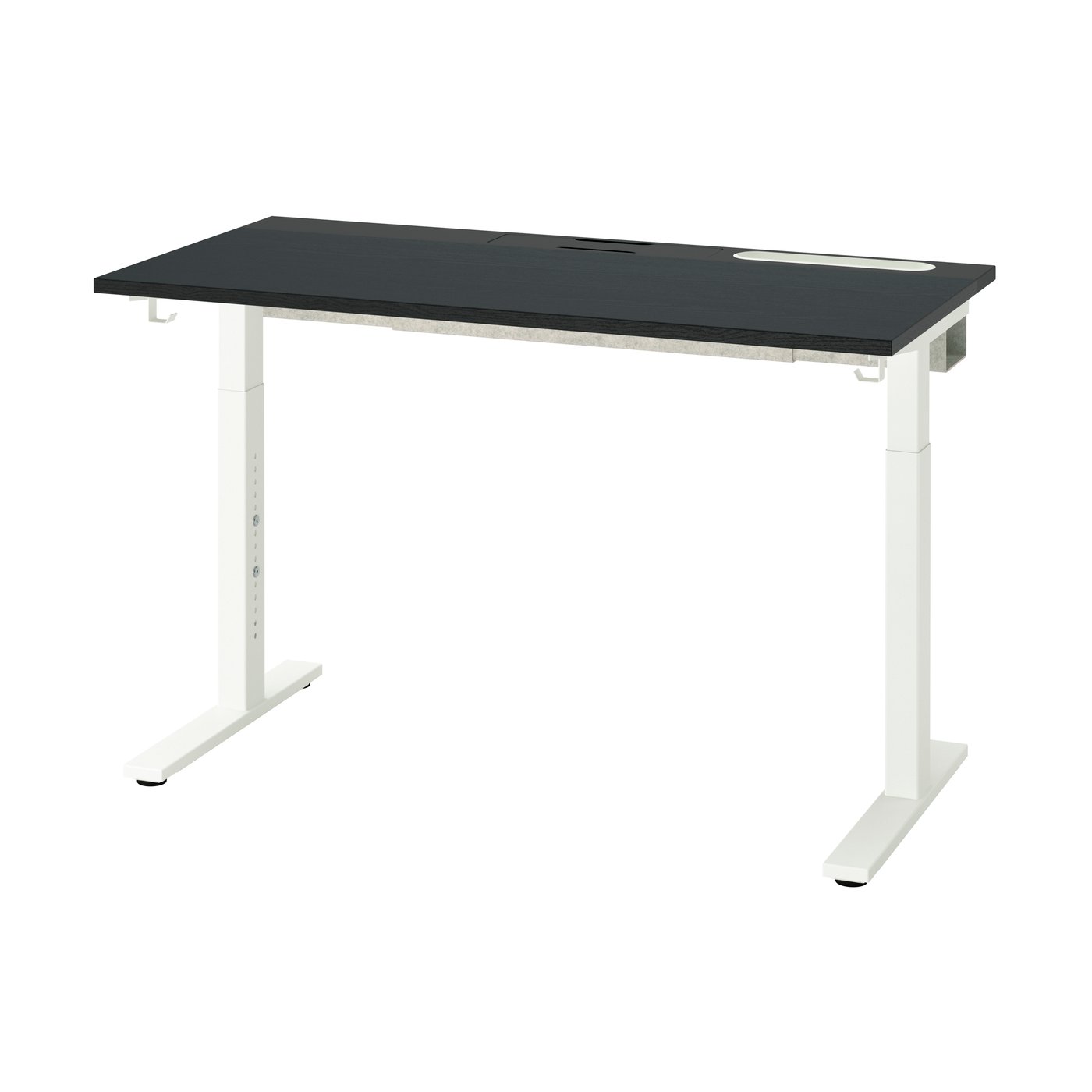 IKEA MITTZON skrivbord, svartlaserad askfaner/svart vit, 120x60 cm