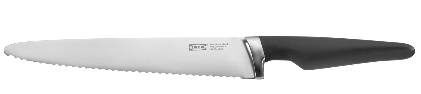 IKEA VÖRDA brödkniv, svart, 23 cm