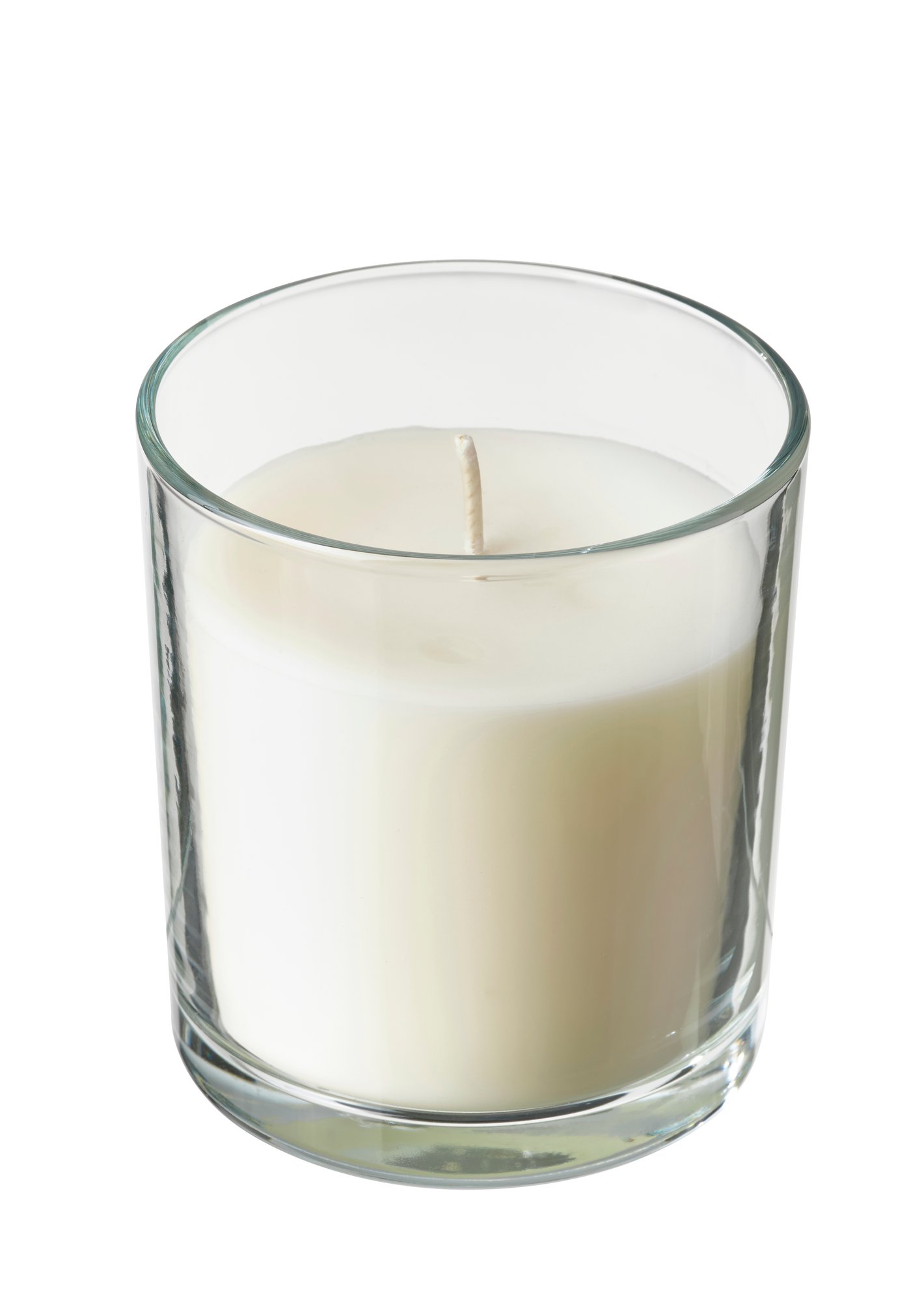 IKEA LOTSFÅGEL doftljus i glas, nytvättat linne vit, 40 tim.