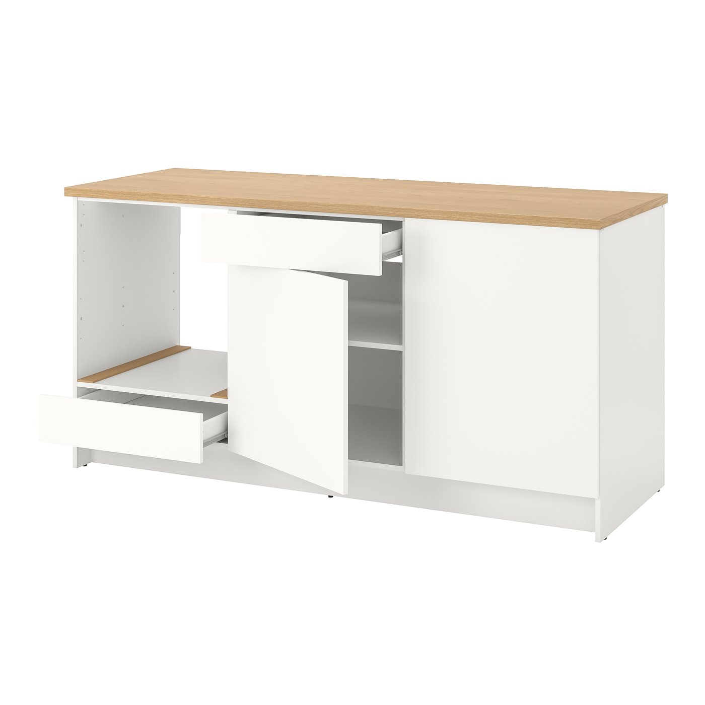 IKEA KNOXHULT bänkskåp med dörrar och låda, vit, 180 cm