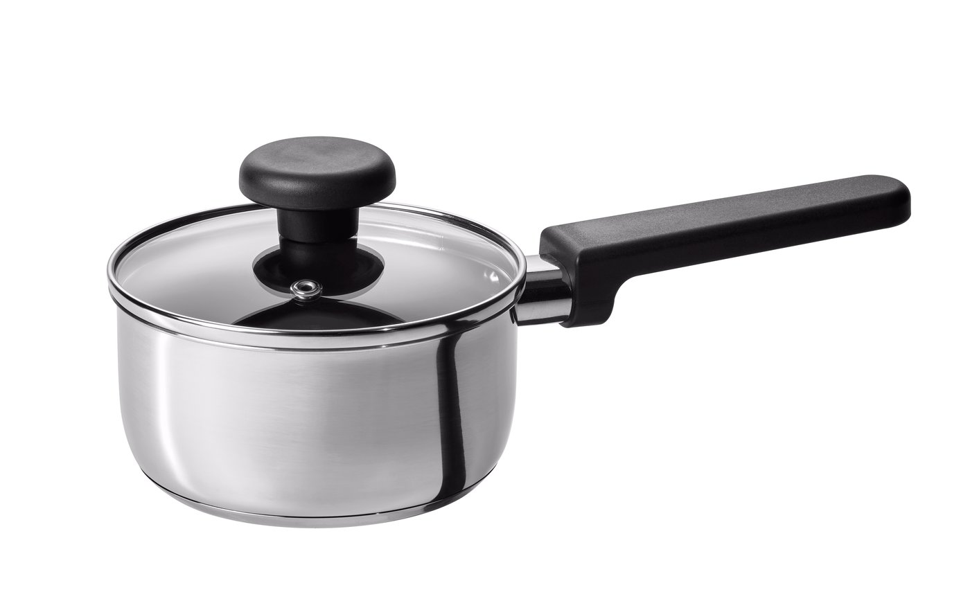 IKEA MIDDAGSMAT kastrull med lock, non-stick beläggning klarglas/rostfritt stål, 1 l