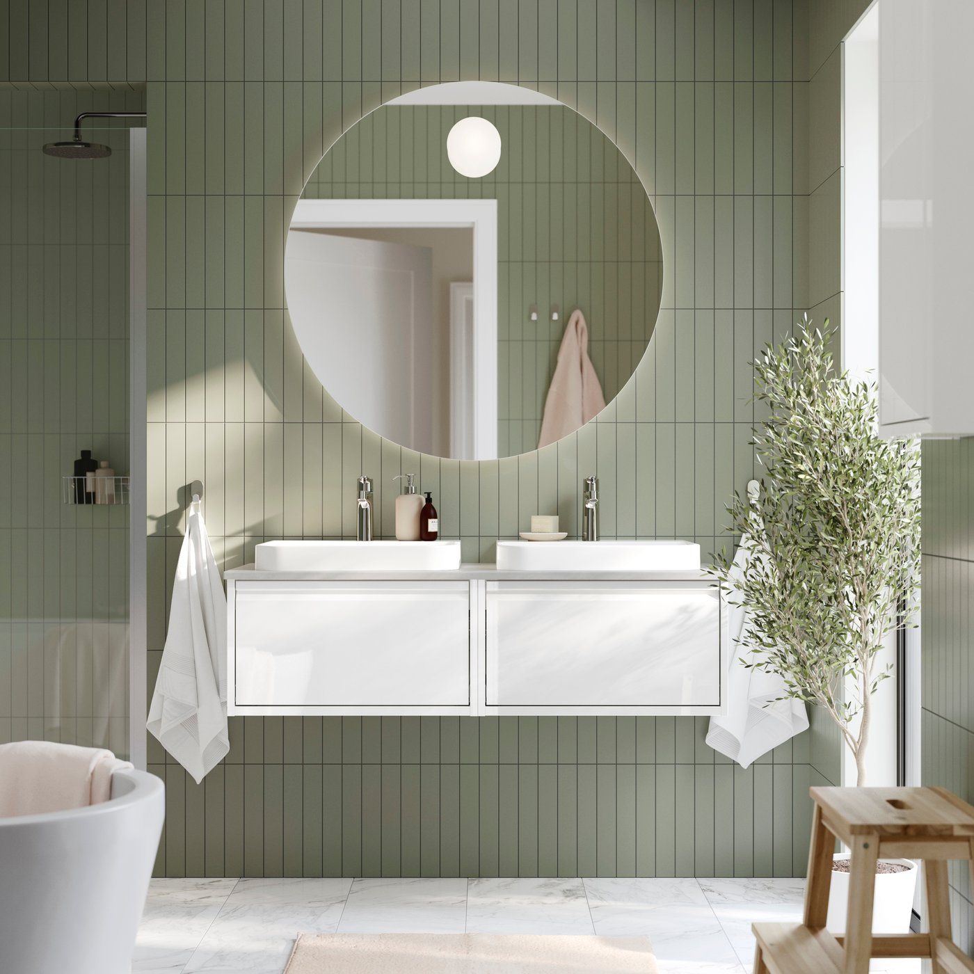 IKEA FAXÄLVEN spegel med inbyggd belysning, 100 cm