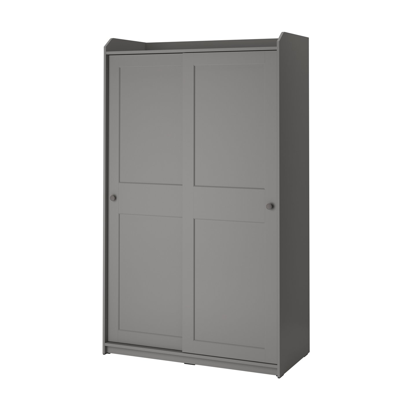 IKEA HAUGA garderob med skjutdörrar, grå, 118x55x199 cm