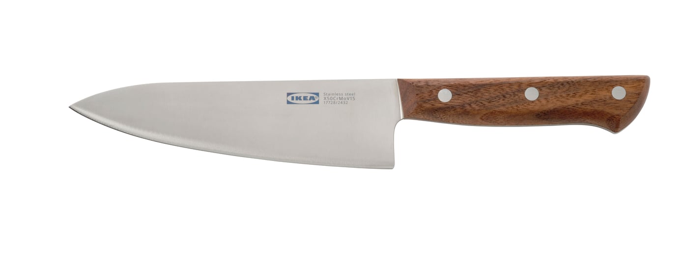 IKEA VARDAGEN kockkniv, rostfritt stål/valnöt, 16 cm