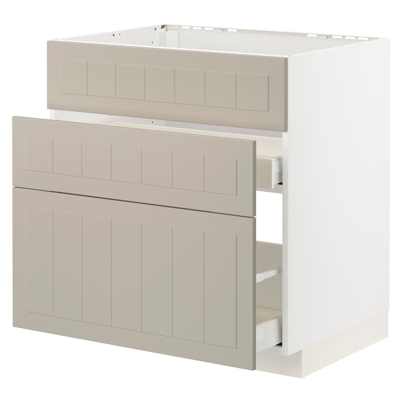 IKEA METOD / MAXIMERA bänkskåp f diskbänk+3 frntr/2 lådor, vit/stensund beige, 80x60 cm