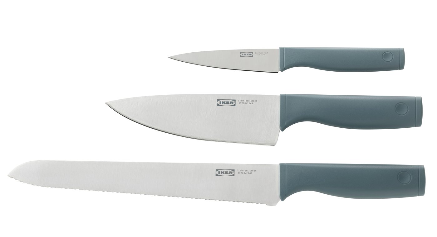 IKEA TIGERBARB knivset 3 delar, gråturkos