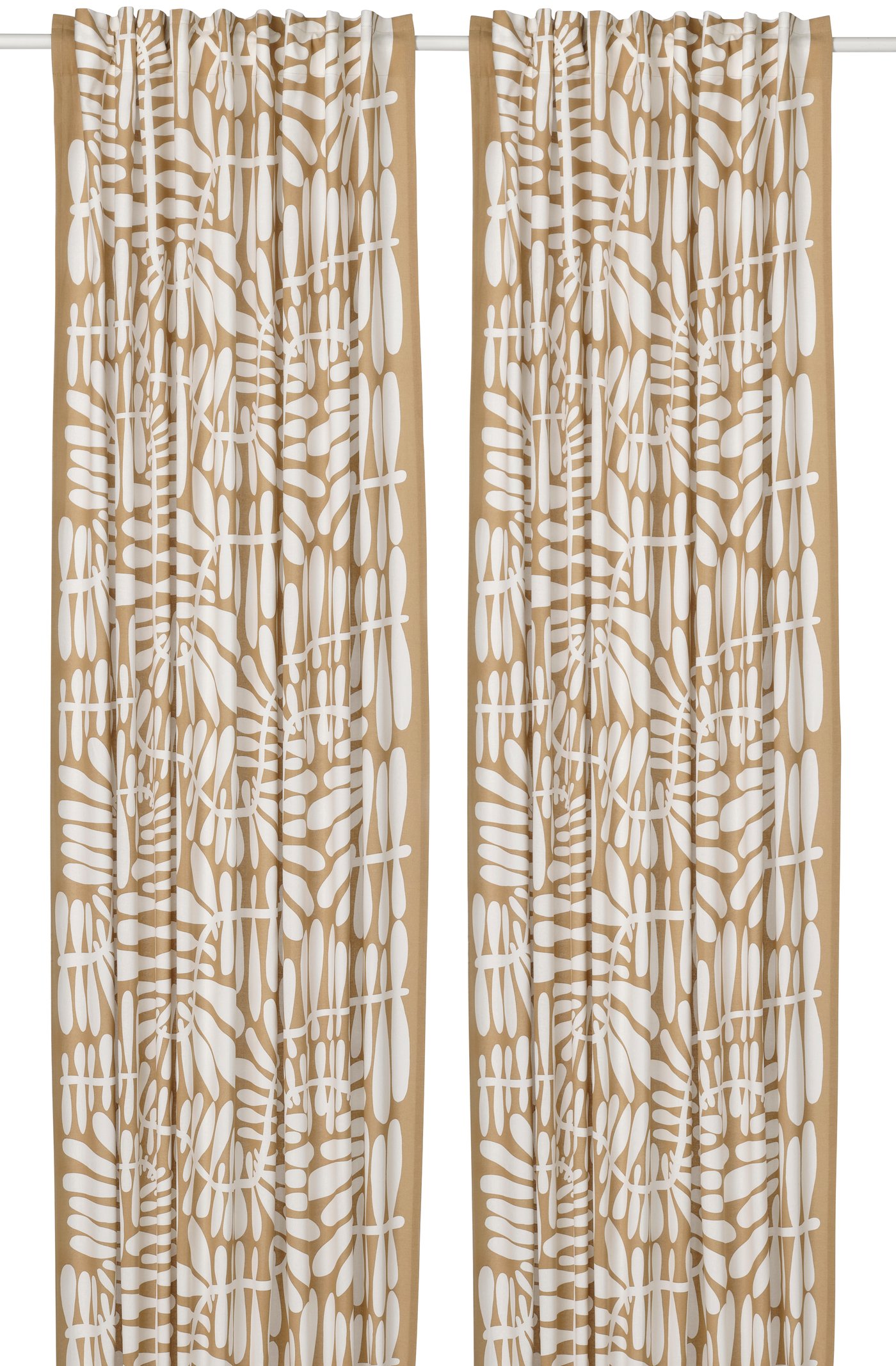 IKEA MAJSMOTT gardiner, 1 par, beige/vit/med veckband, 145x250 cm