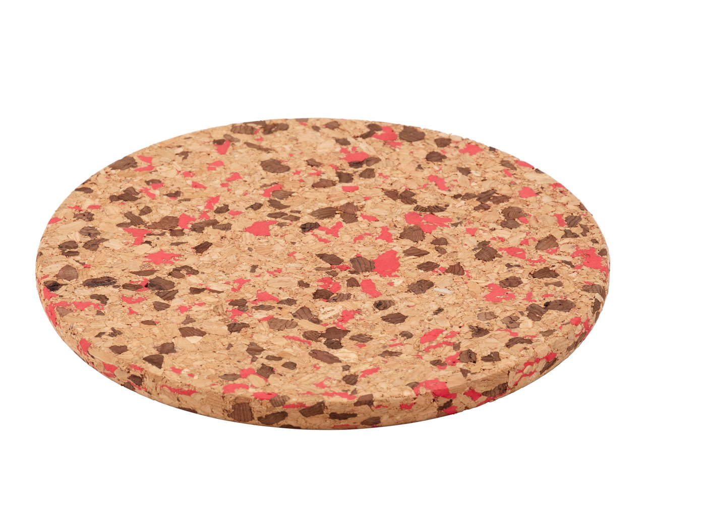 IKEA HEAT grytunderlägg, kork mönstrad/klarröd, 19 cm