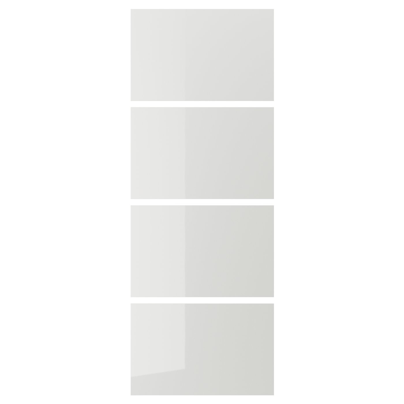 IKEA HOKKSUND 4 paneler till ram för skjutdörr, högglans ljusgrå, 75x201 cm