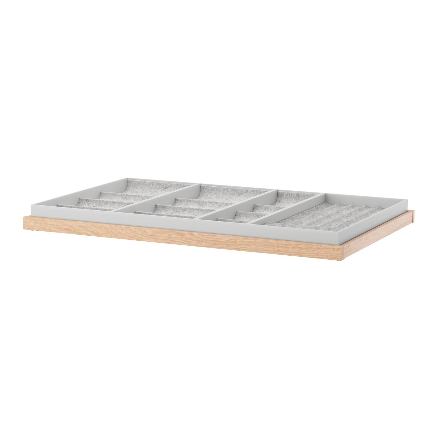 IKEA KOMPLEMENT utdragbart hyllplan med insats, vitlaserad ekmönstrad, 100x58 cm