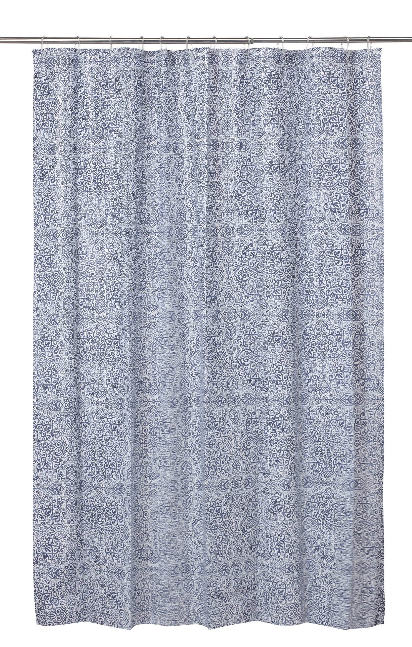 IKEA ÄNGSKLOCKA duschdraperi, vit/blå, 180x200 cm