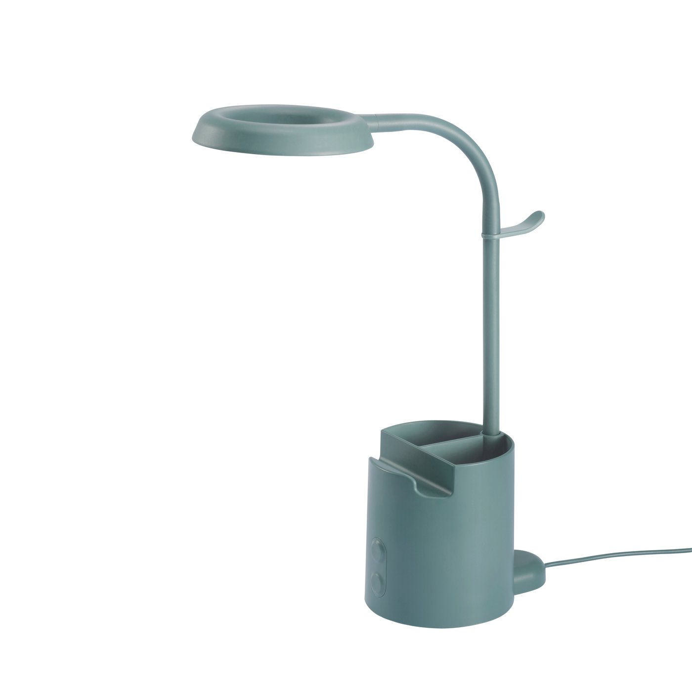 IKEA BRUNBÅGE LED skrivbordslampa, med förvaring dimbar/turkos, arbetslampa