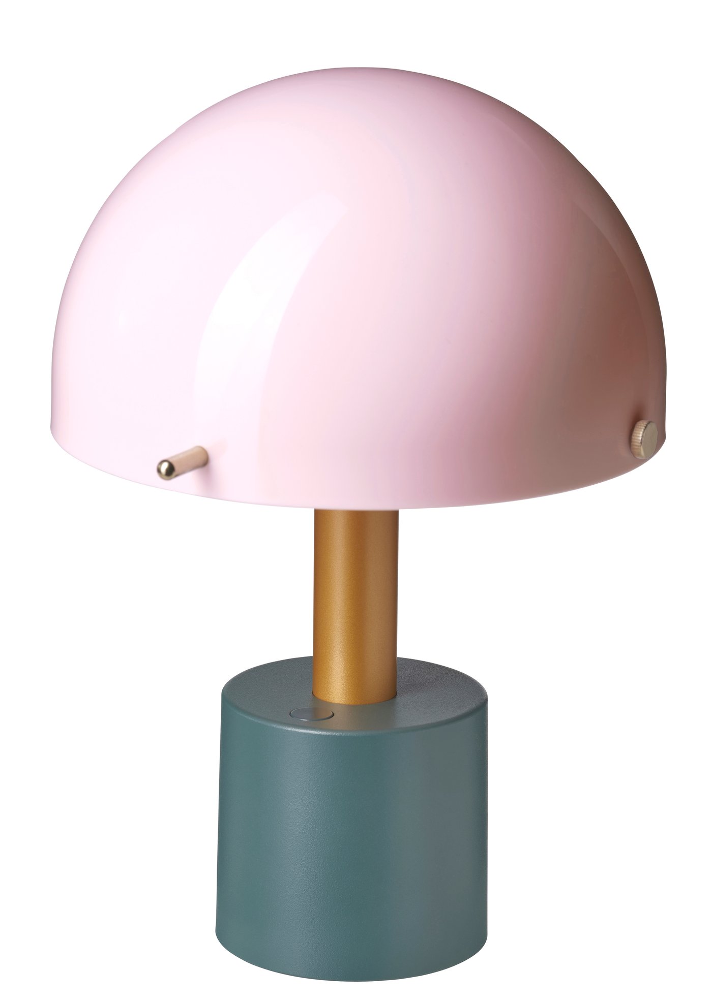IKEA NÖDMAST LED portabel lampa, batteridriven, ljusrosa/mörk grågrön, 26 cm