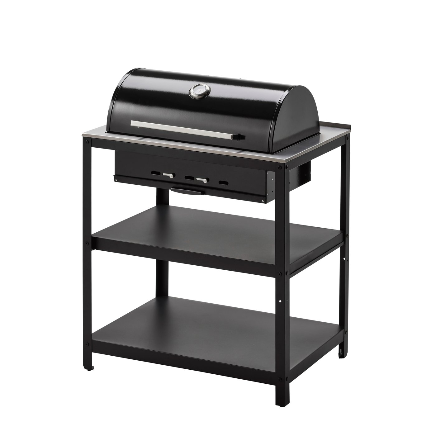 IKEA GRILLSKÄR kolgrill, svart/rostfritt stål utomhus, 86x61 cm