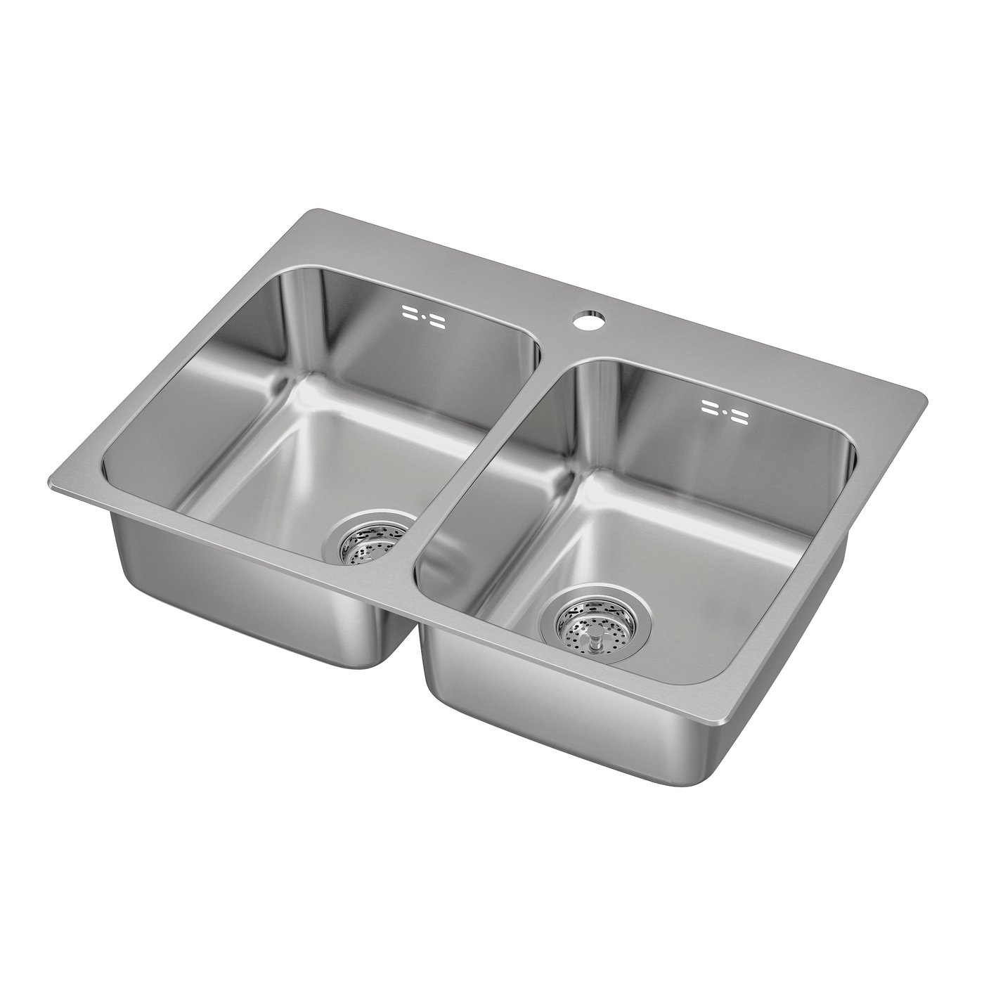 IKEA LÅNGUDDEN underlimmad diskho, 2 hoar, rostfritt stål, 75x53 cm, inbyggnadsdiskho