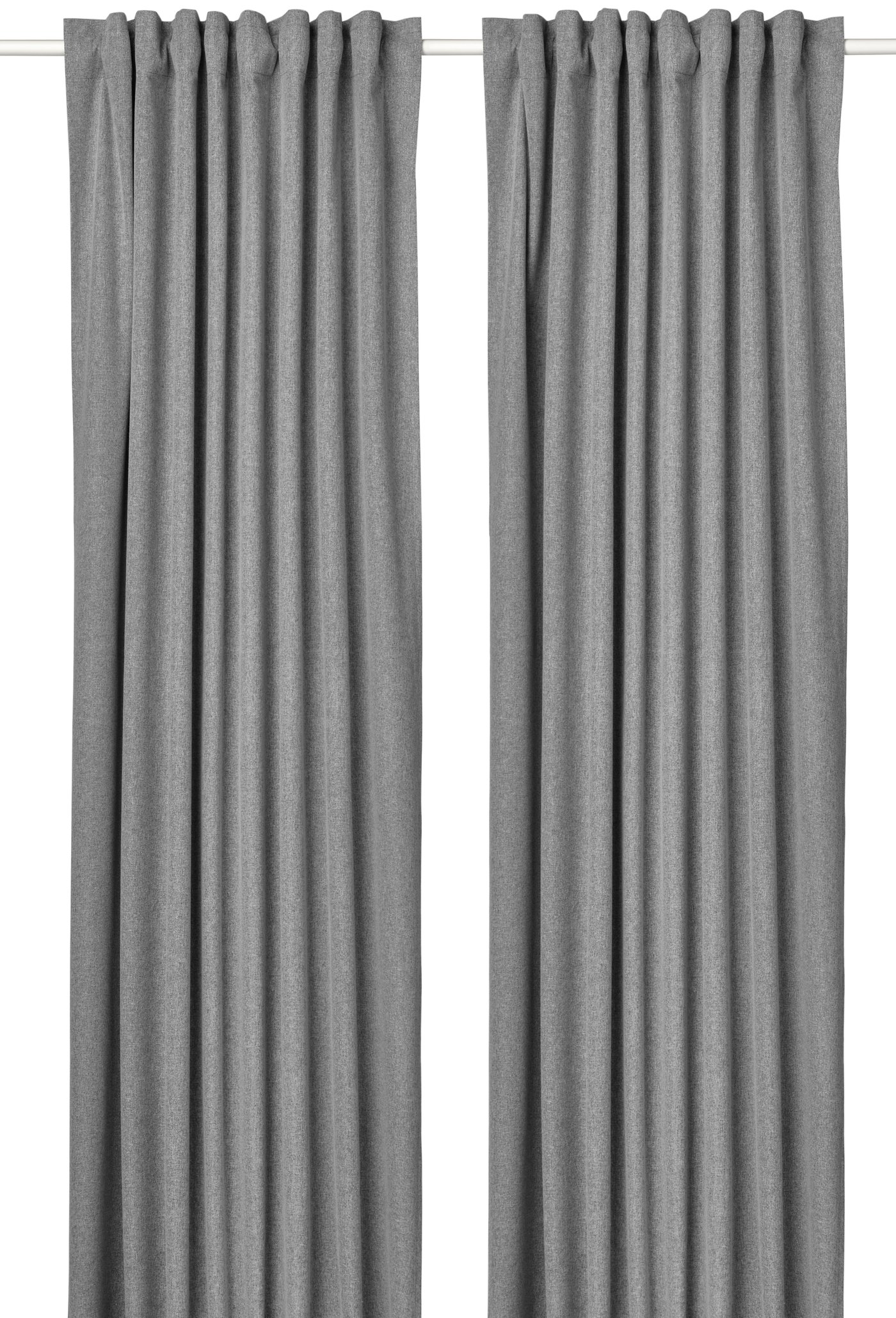IKEA ROSENMANDEL mörkläggningsgardiner, 1 par, grå/med veckband, 135x250 cm