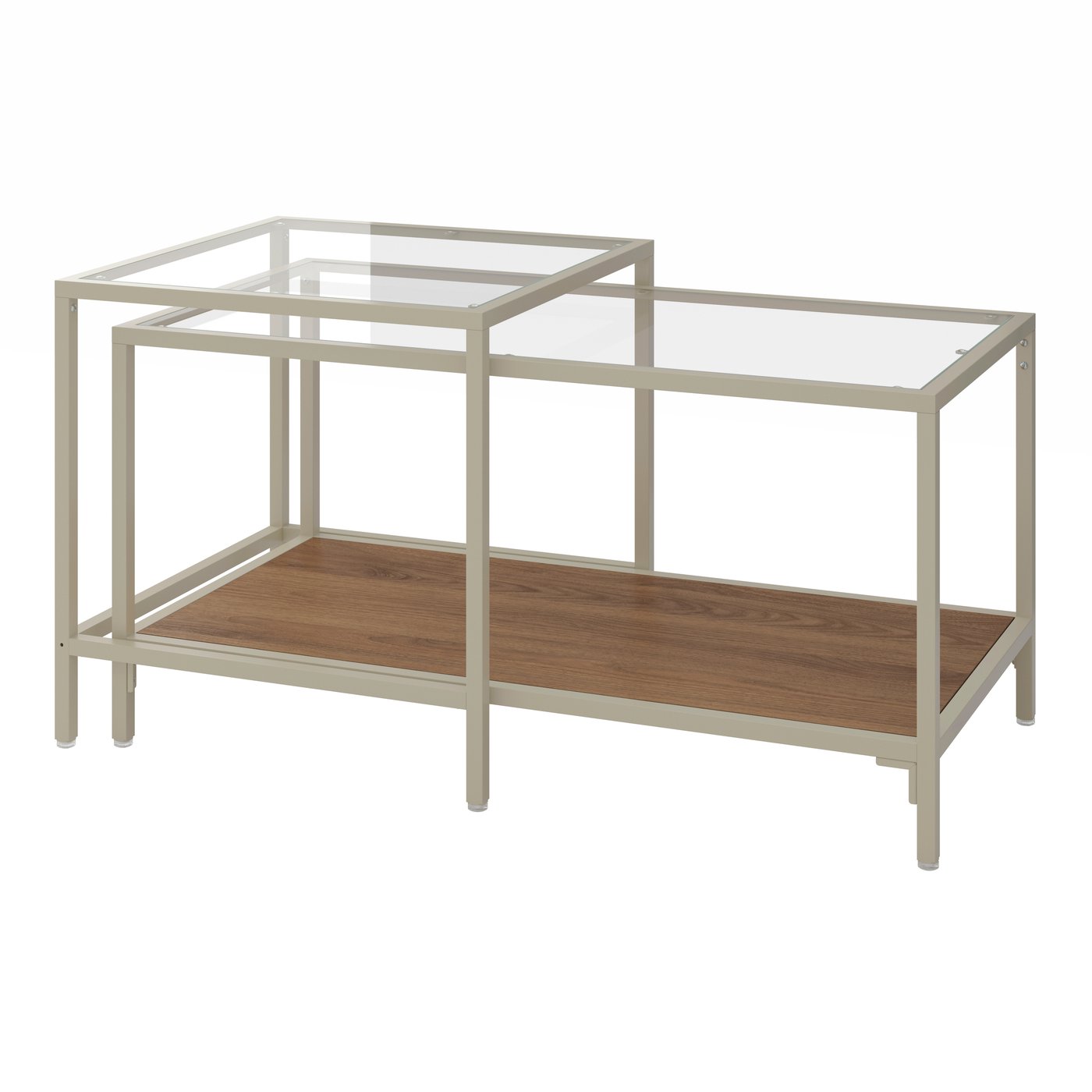 IKEA VITTSJÖ satsbord, set om 2, ljusbeige/glas, 90x50 cm