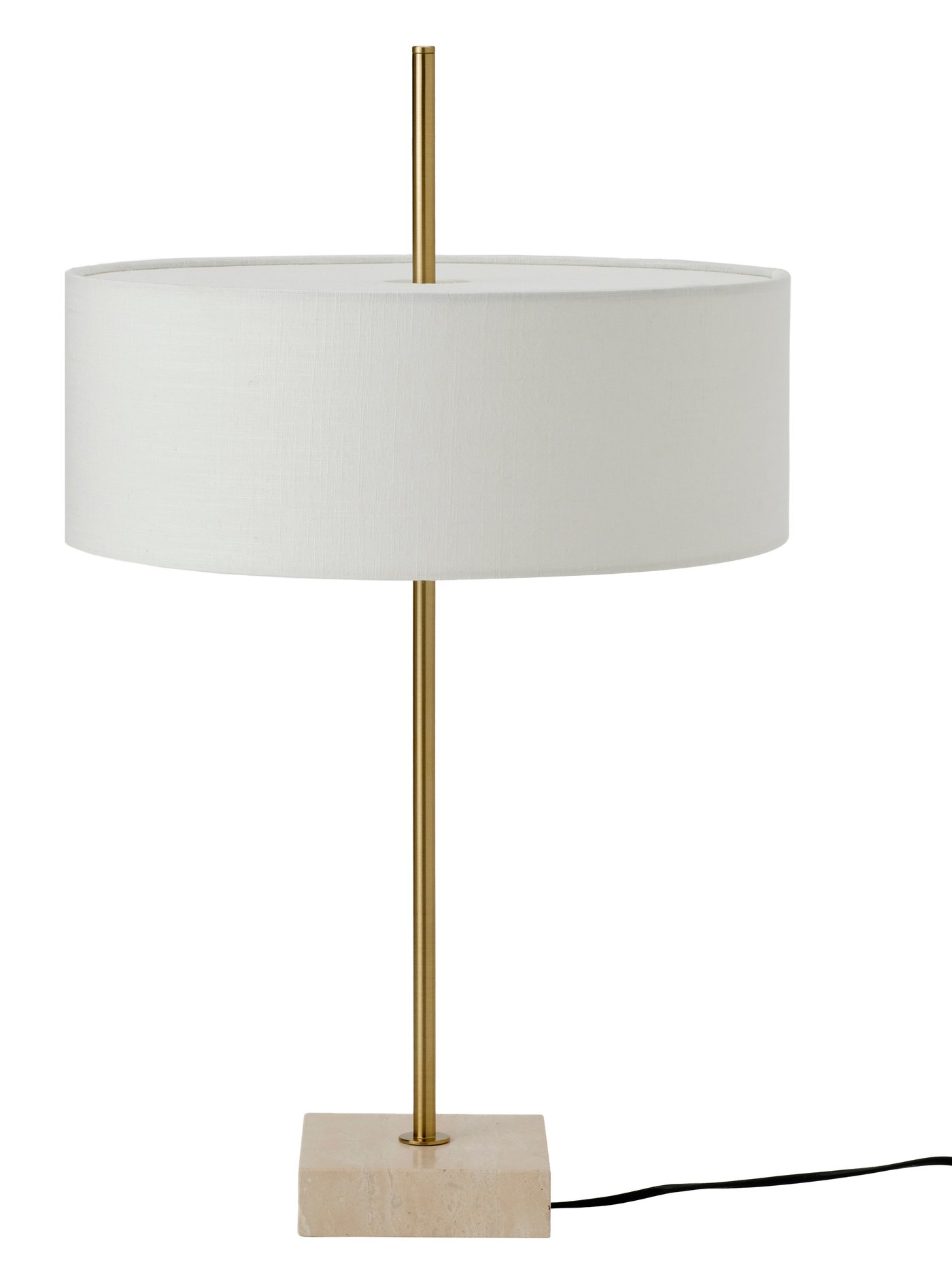 IKEA STOCKHOLM 2025 bordslampa, vit textil/förmässingad, 65 cm