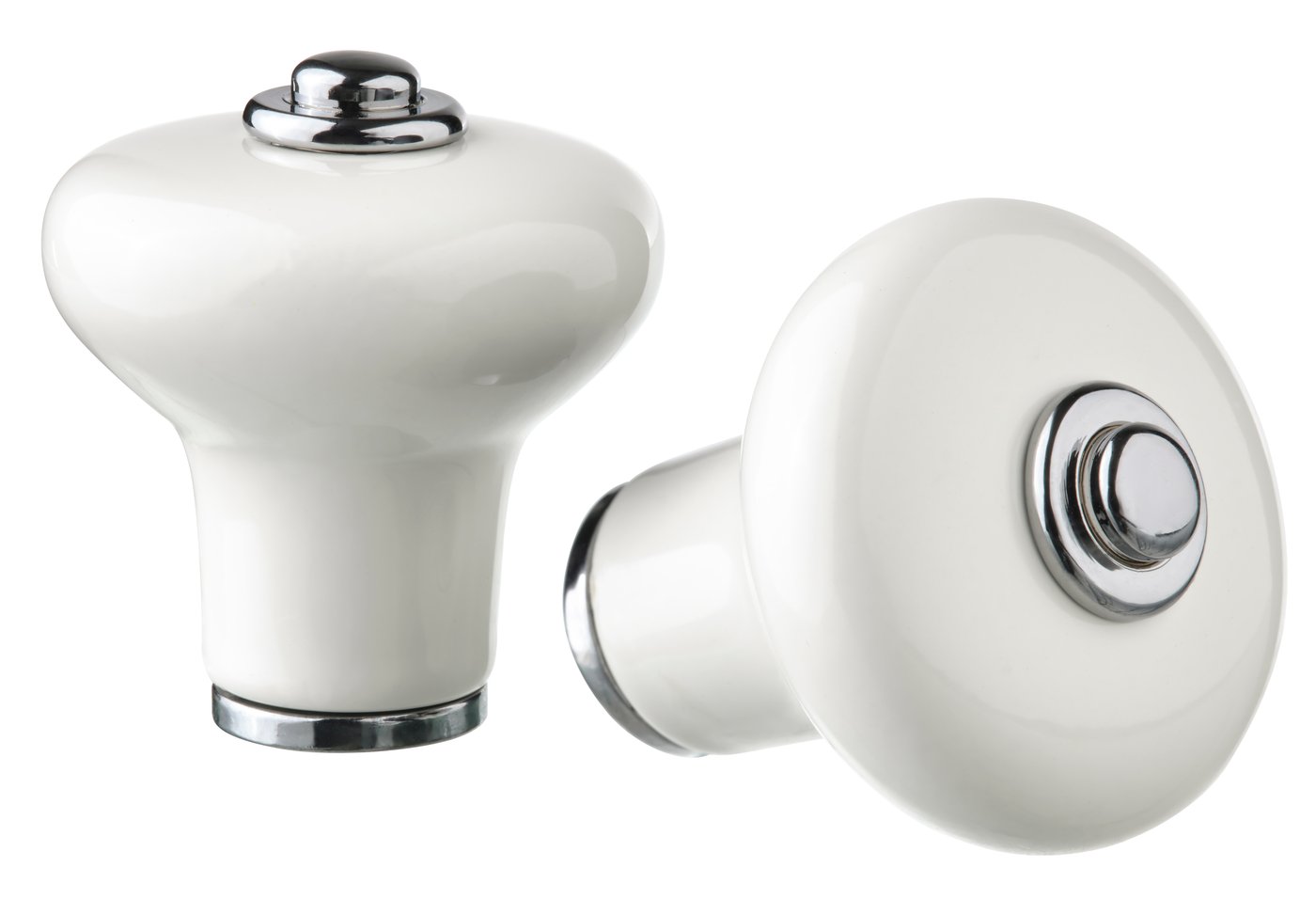 IKEA KLINGSTORP knopp, off-white/förkromad, 30 mm