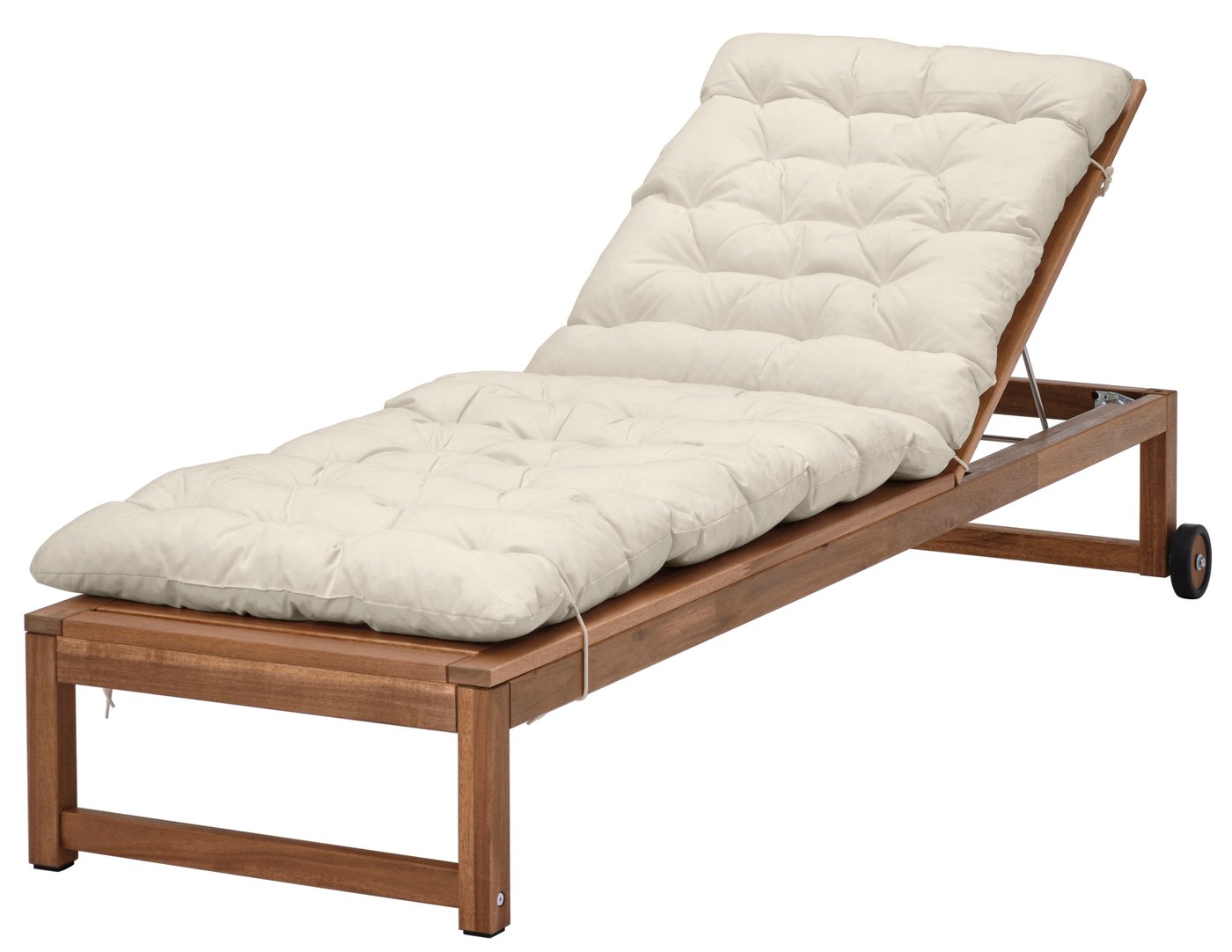 IKEA NÄMMARÖ solsäng, utomhus ljusbrunlaserad/kuddarna ljust gråbeige