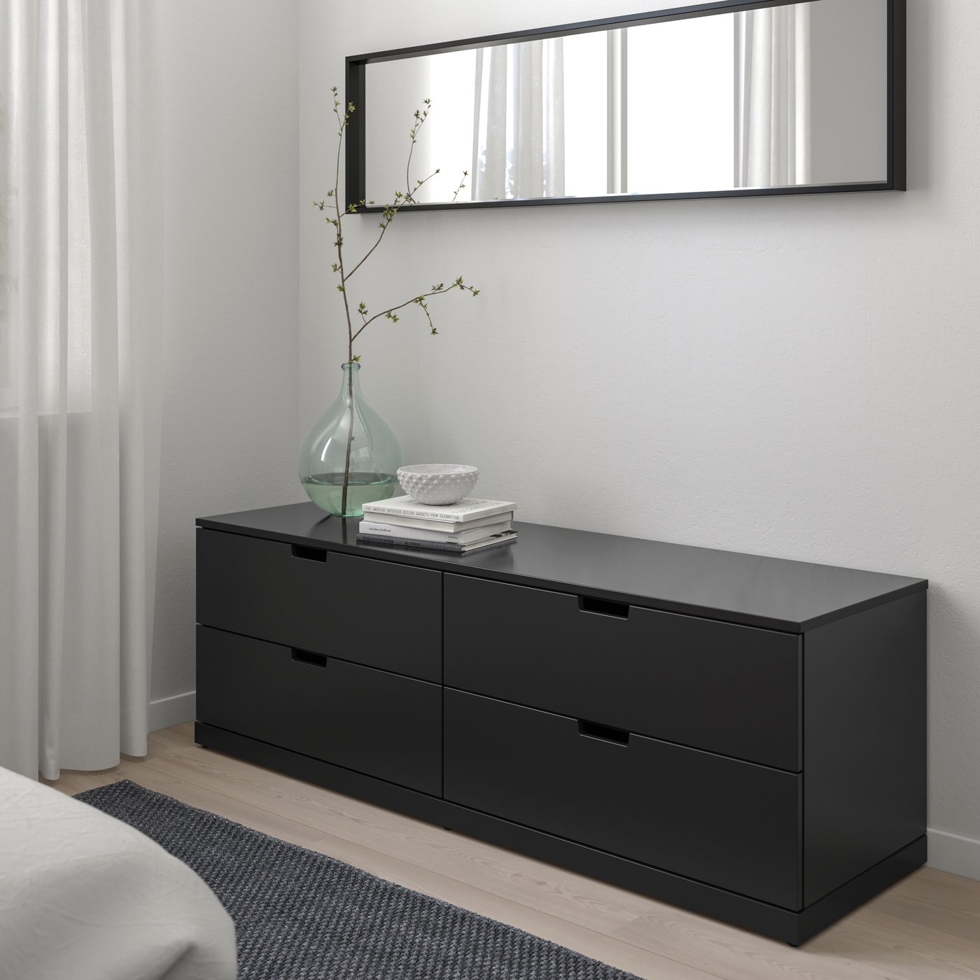 IKEA NORDLI byrå med 4 lådor, antracit, 160x54 cm