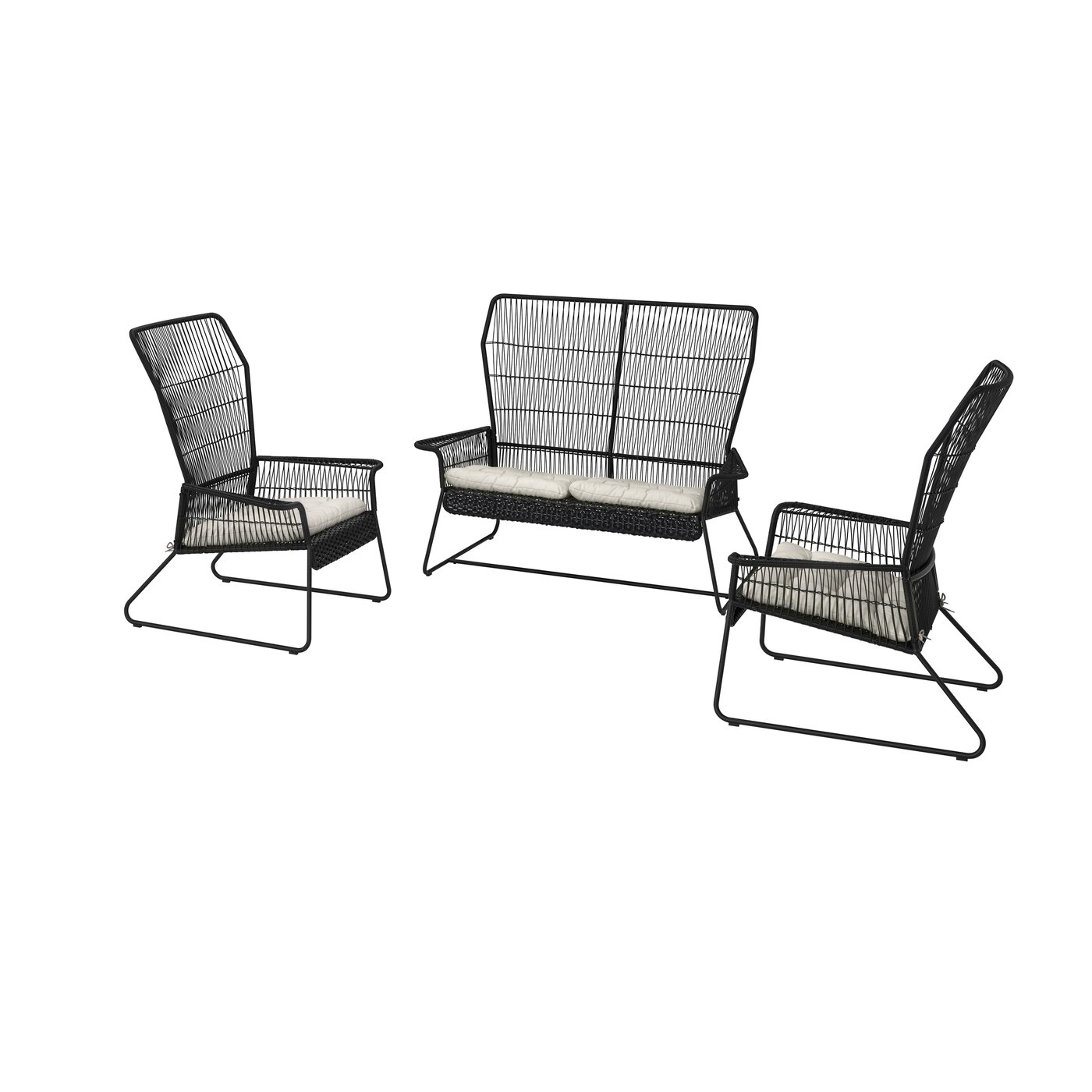 IKEA TALLSKÄR 4-sits, loungeset, utomhus antracit/kuddarna ljust gråbeige