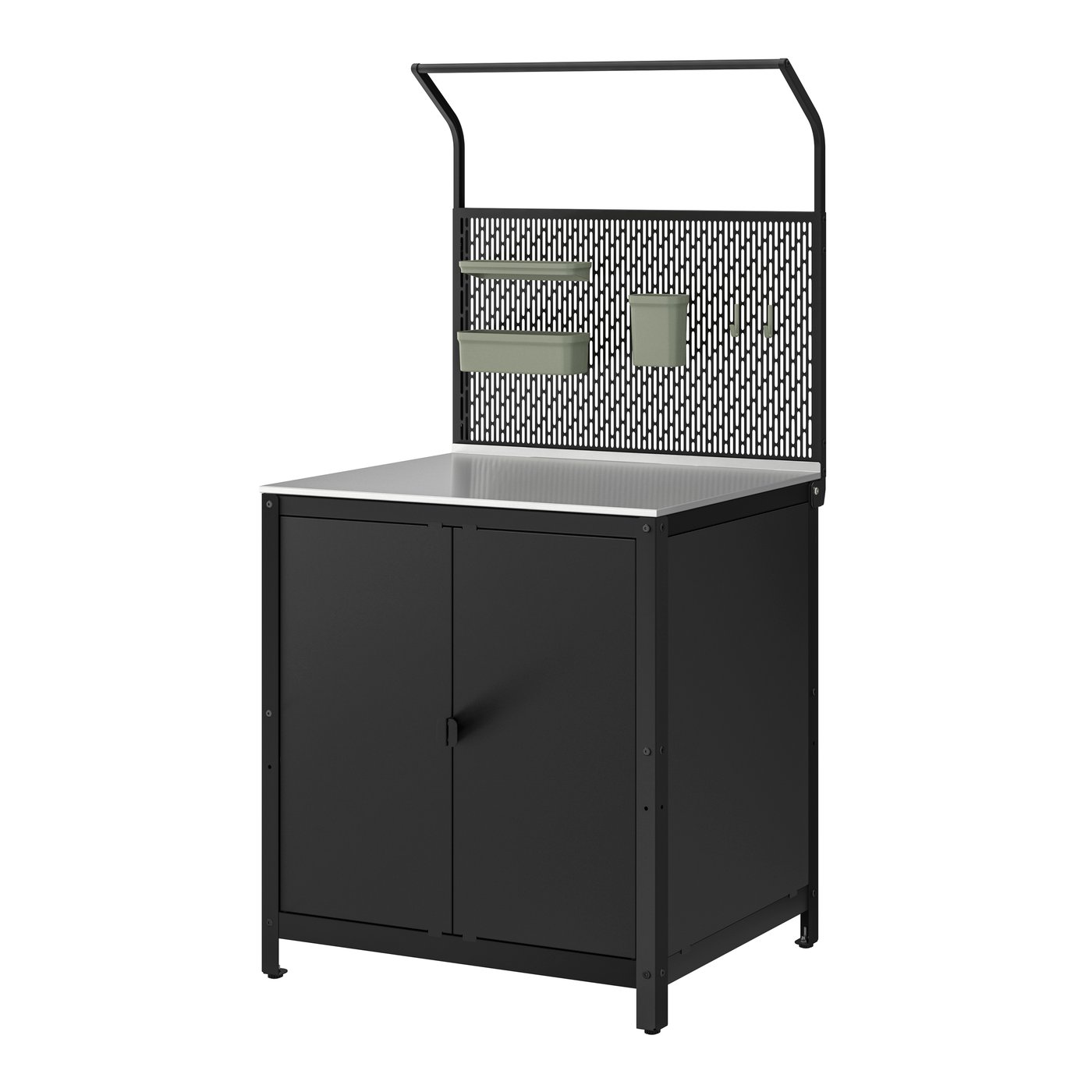 IKEA GRILLSKÄR köksö med bakstycke, dörrar rostfritt stål/utomhus, 86x61x176 cm