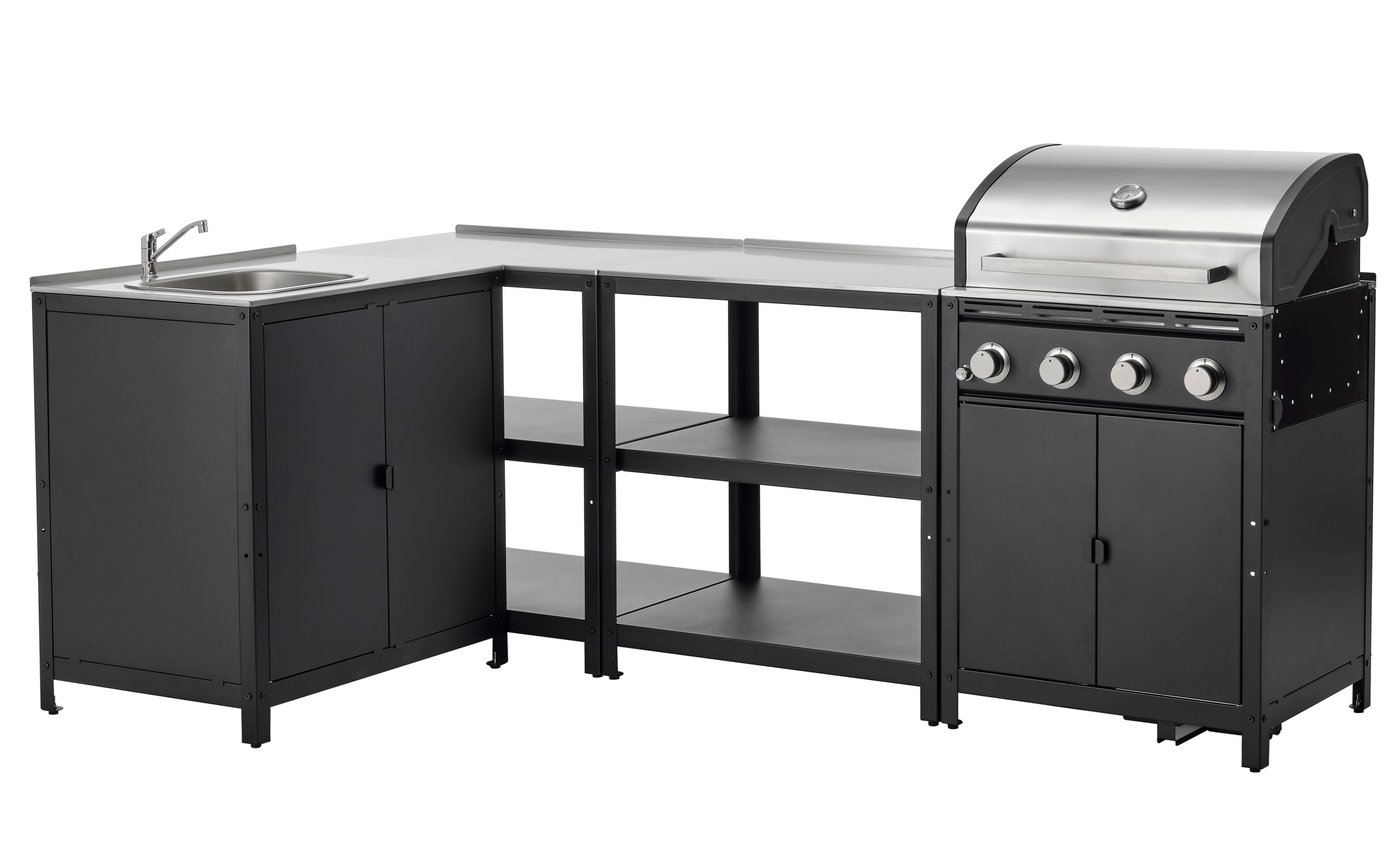 IKEA GRILLSKÄR utekök, rostfritt stål, 244x147 cm