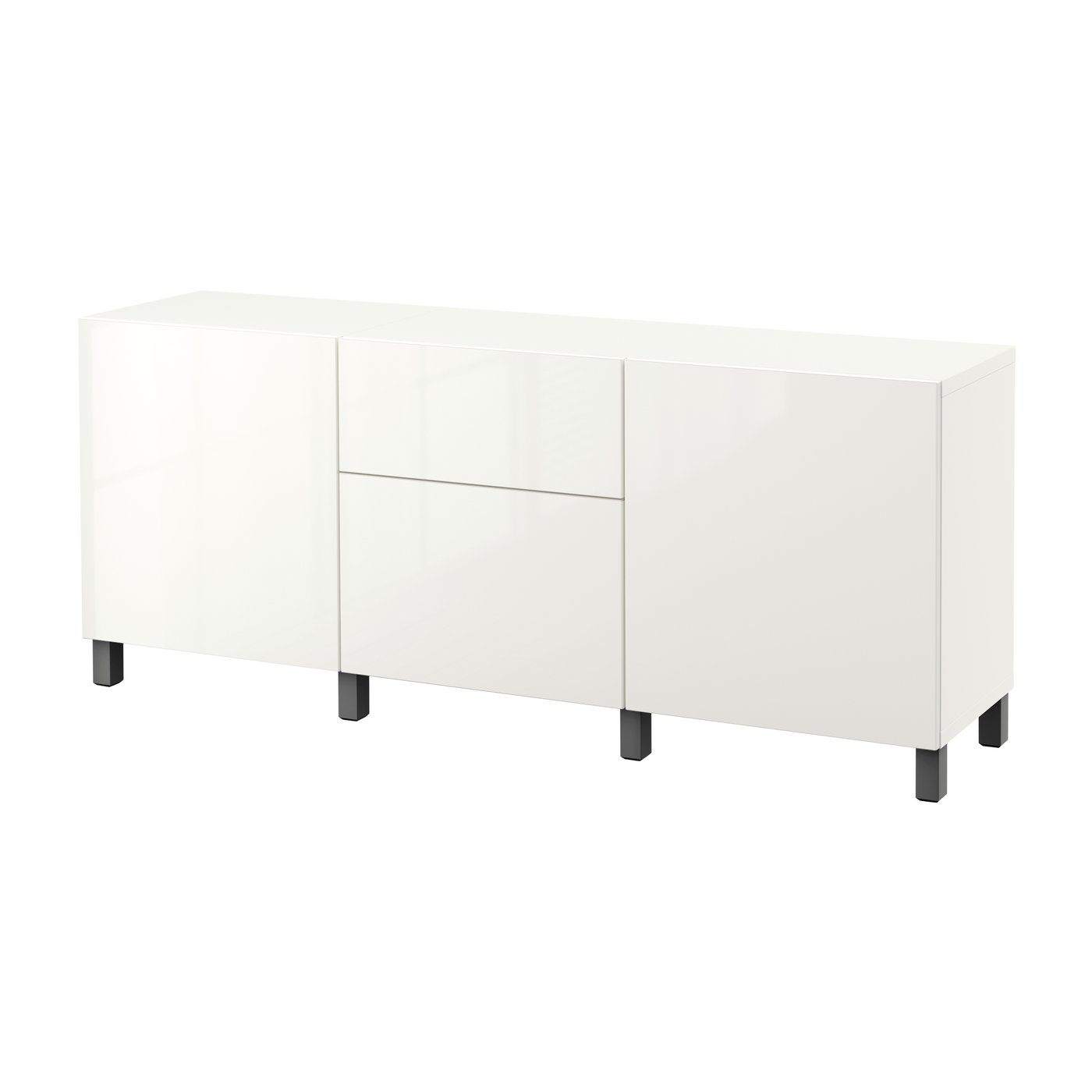 IKEA BESTÅ förvaring med lådor, vit/selsviken/stubbarp mörkgrå, 180x42x74 cm