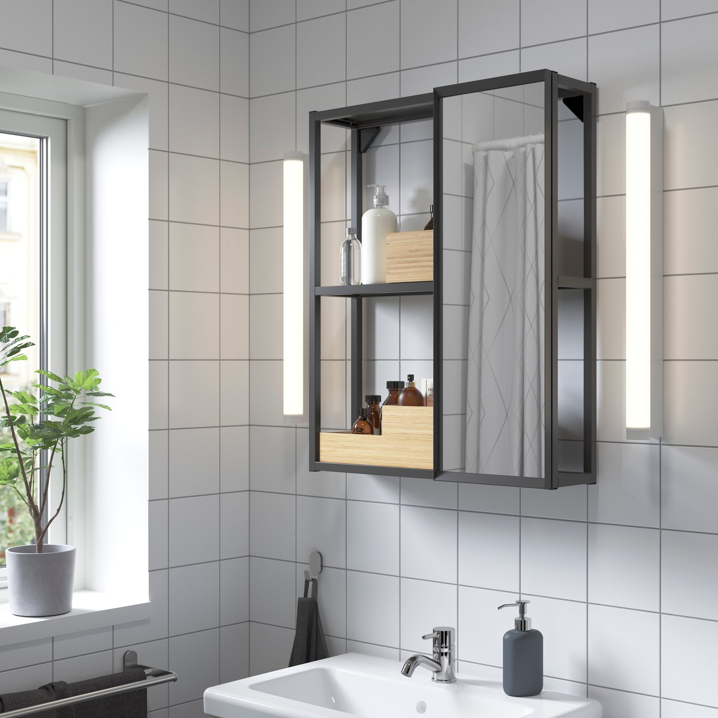 IKEA ENHET spegelskåp, antracit, 60x17x75 cm