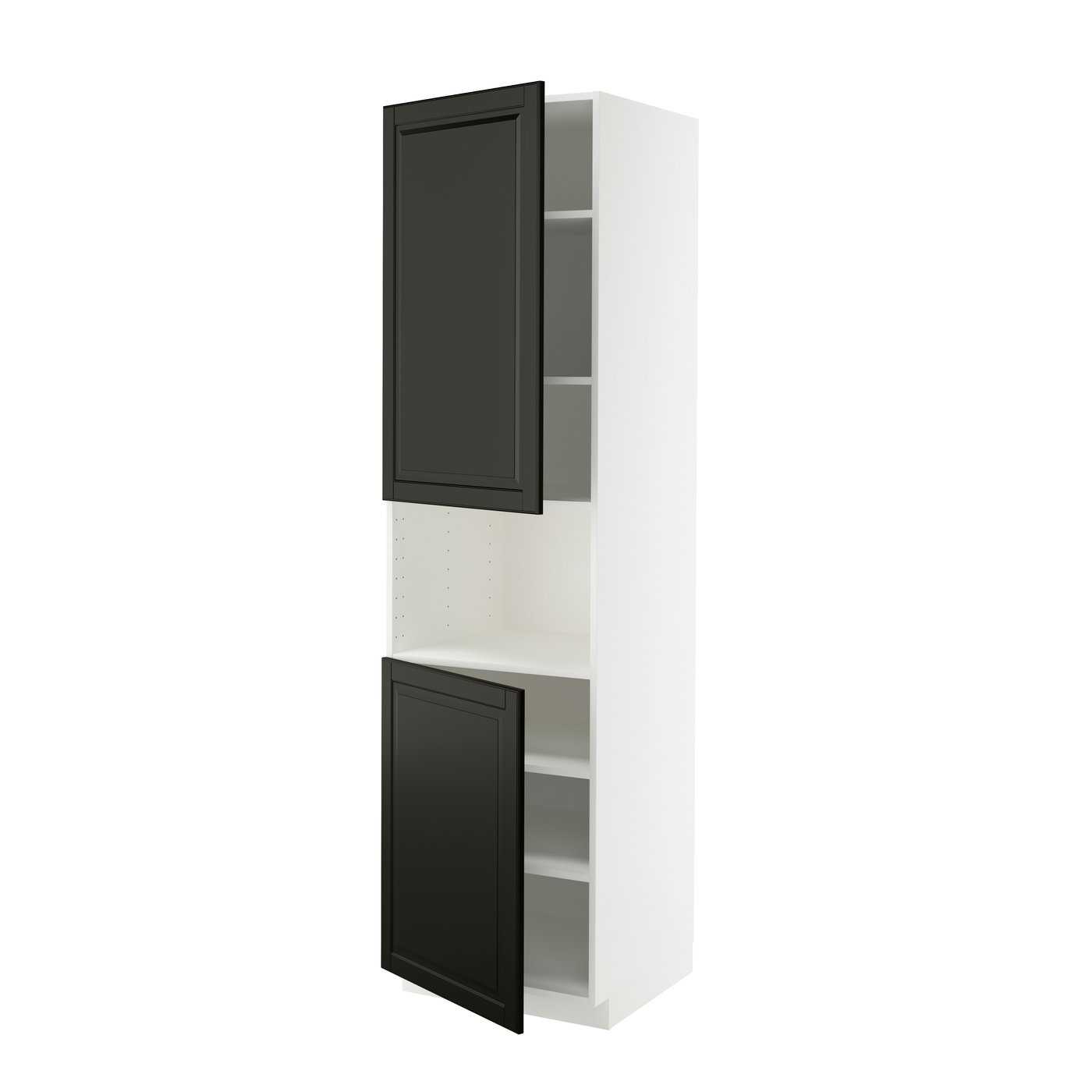 IKEA METOD högskåp f mikro m 2 dörrar/hyllplan, vit/bodbyn svart, 60x60x220 cm